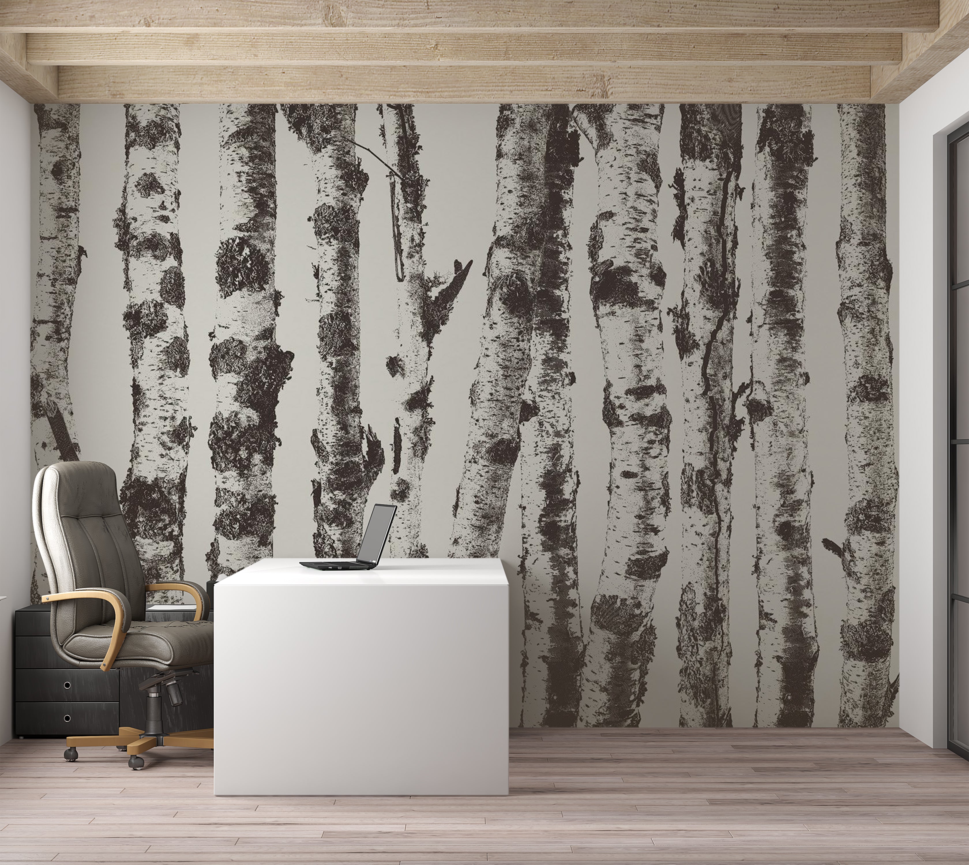 Landscape Wallpaper Wall Mural - Group of Birches 39"Wx27"H / Standard