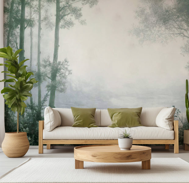 Landscape Wallpaper Wall Mural - Grove Trees and Pond 39"Wx27"H / Standard