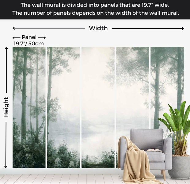Landscape Wallpaper Wall Mural - Grove Trees and Pond 39"Wx27"H / Standard