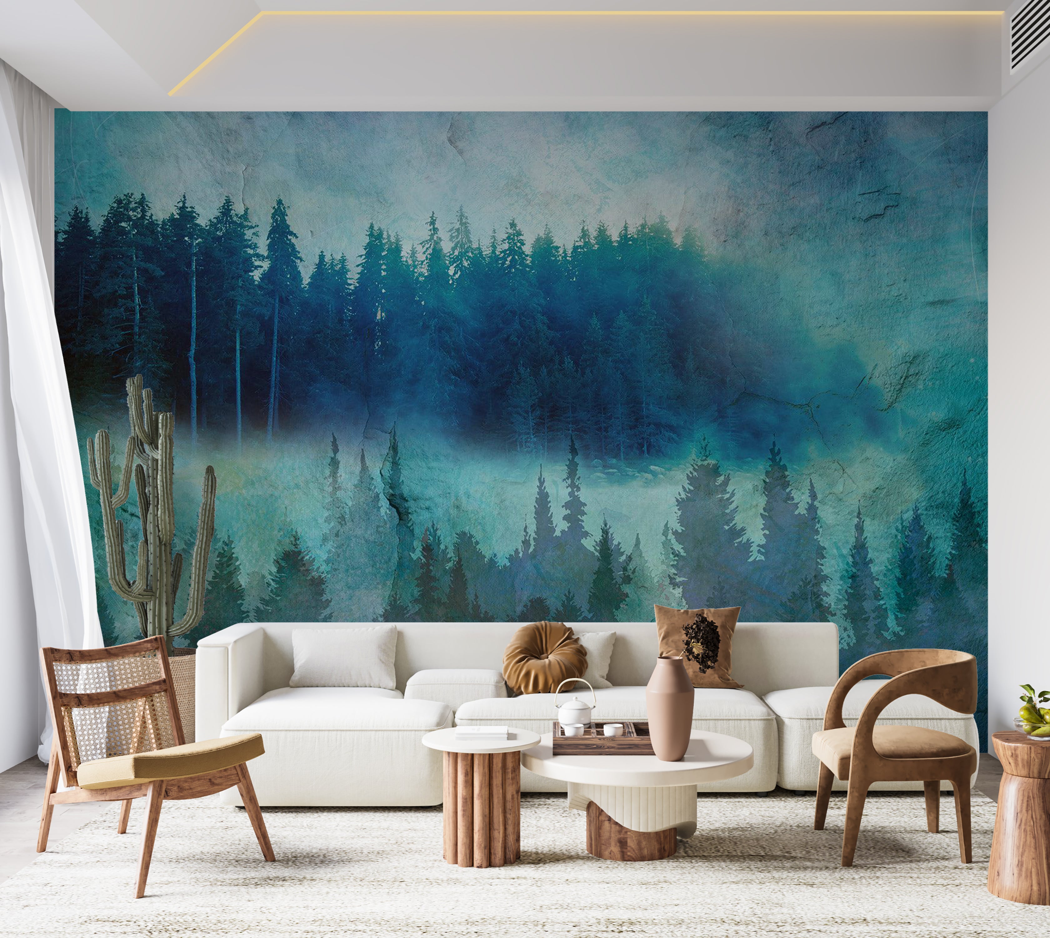 Landscape Wallpaper Wall Mural - Modern Forrest Impression 39"Wx27"H / Standard