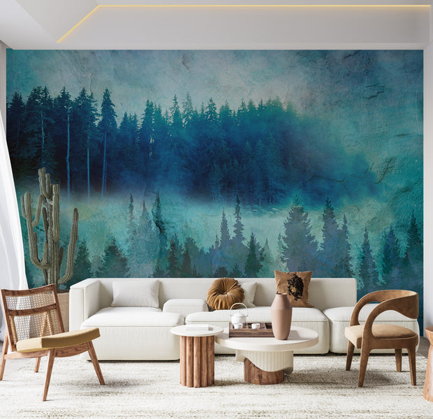 Landscape Wallpaper Wall Mural - Modern Forrest Impression 39"Wx27"H / Standard