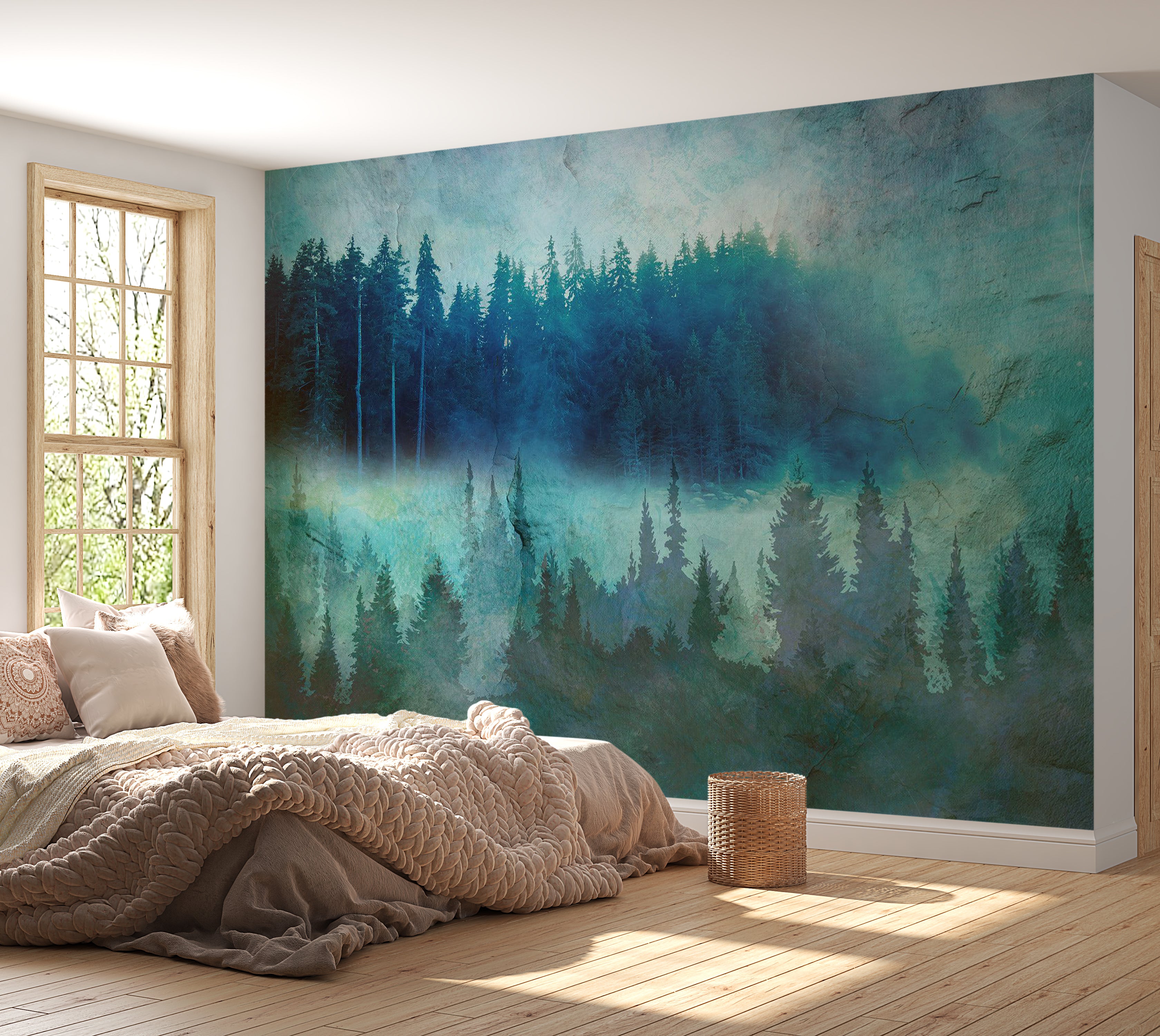 Landscape Wallpaper Wall Mural - Modern Forrest Impression 39"Wx27"H / Standard