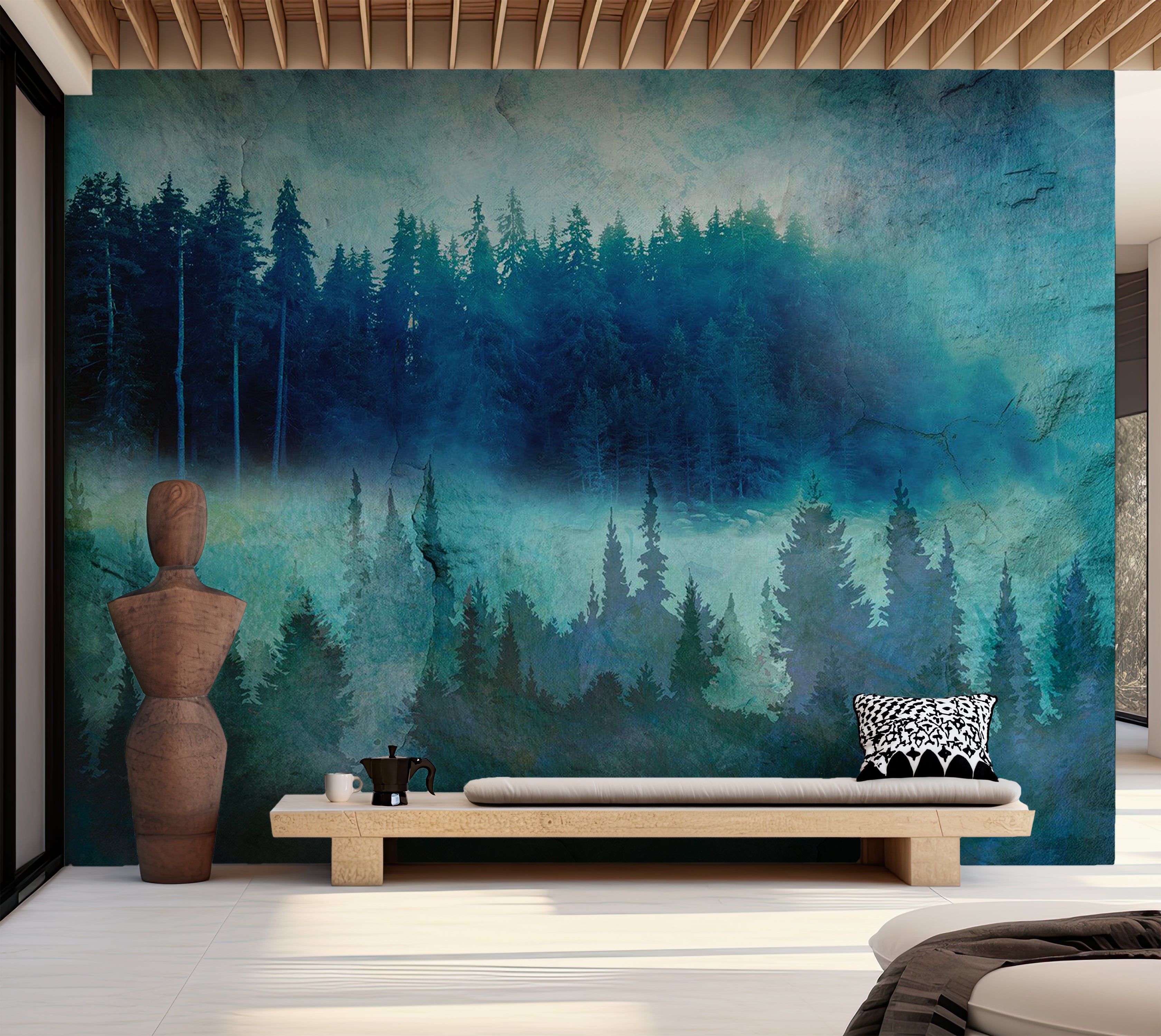 Landscape Wallpaper Wall Mural - Modern Forrest Impression 39"Wx27"H / Standard