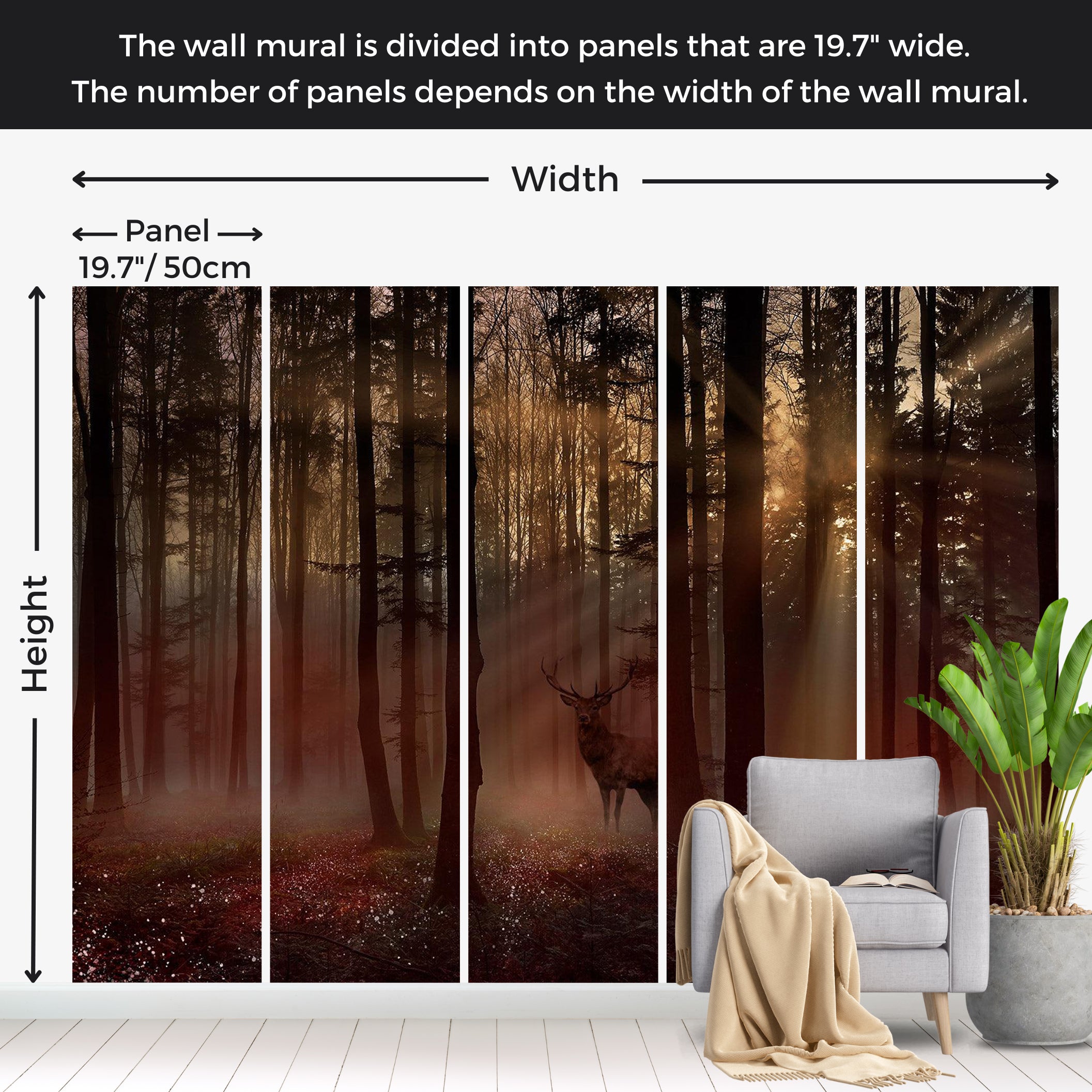 Landscape Wallpaper Wall Mural - Mystical Forest 39"Wx27"H / Standard