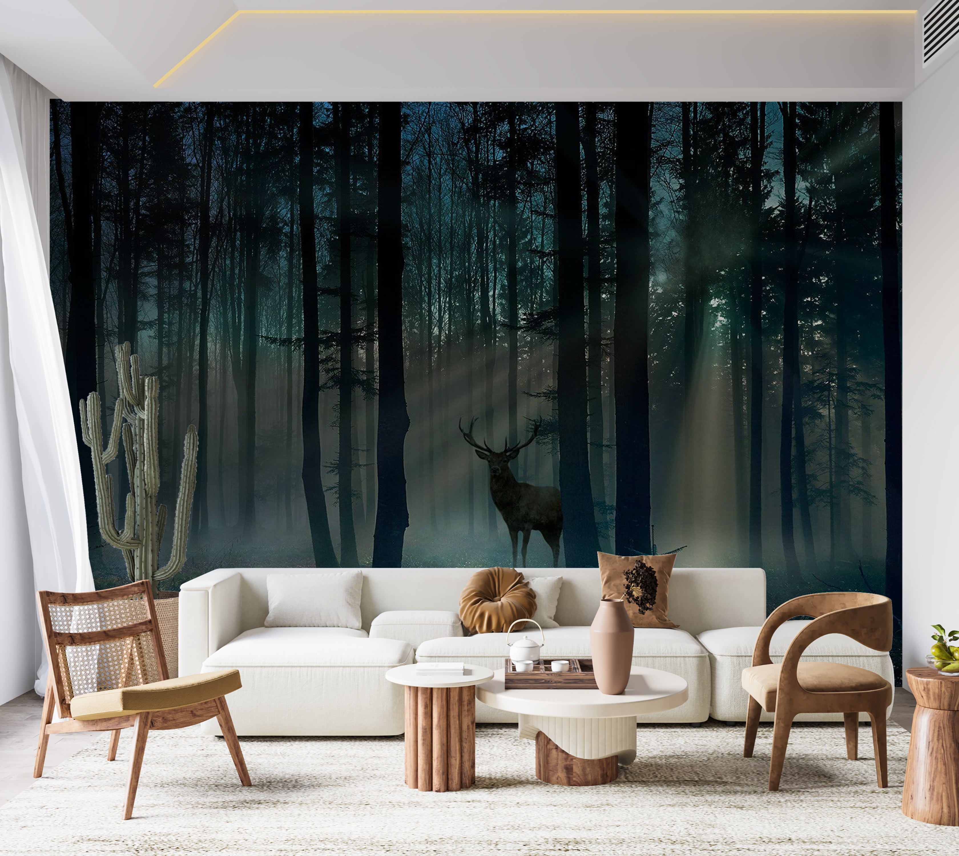 Landscape Wallpaper Wall Mural - Mystical Forest in The Morning 39"Wx27"H / Standard