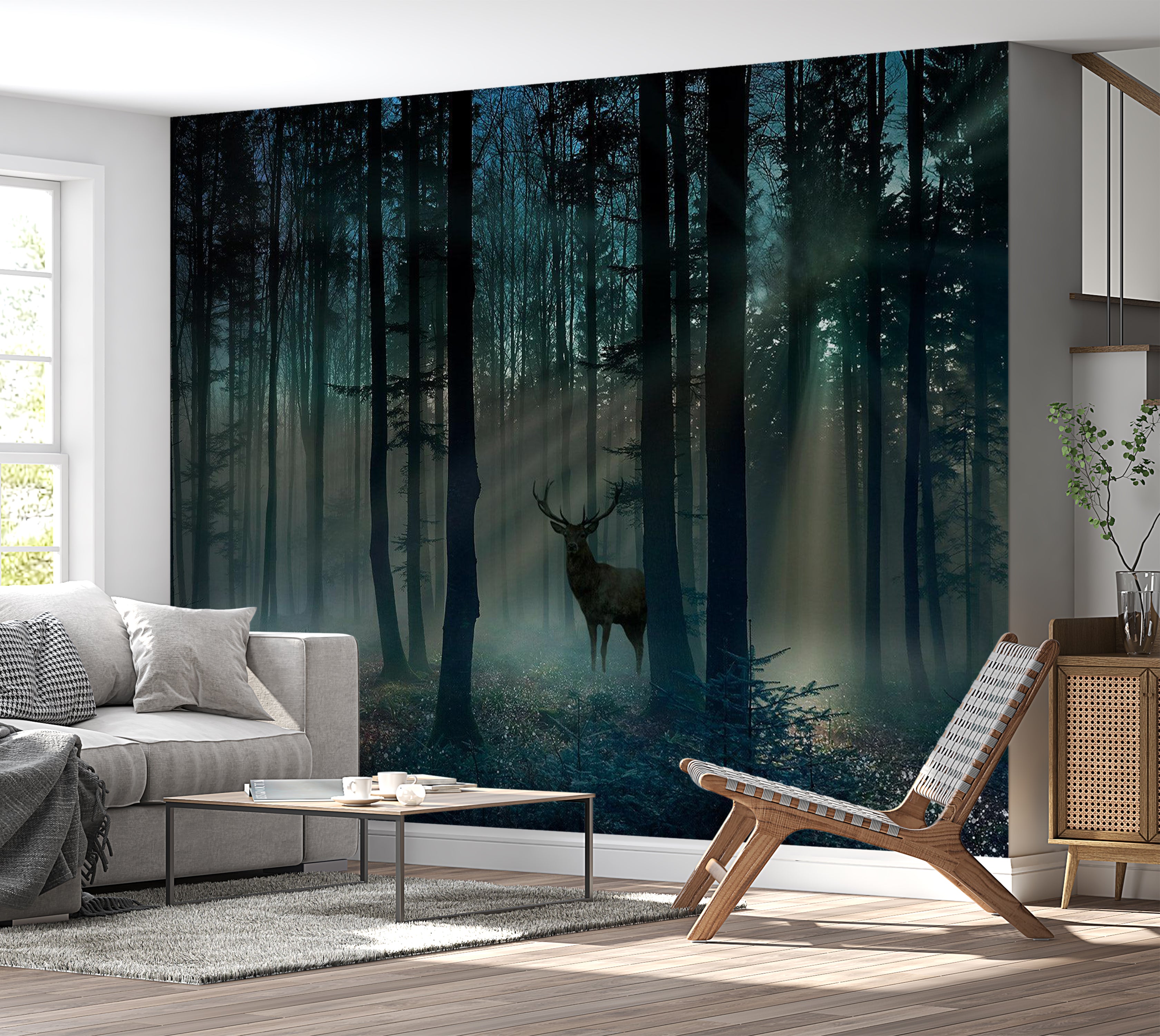 Landscape Wallpaper Wall Mural - Mystical Forest in The Morning 39"Wx27"H / Standard