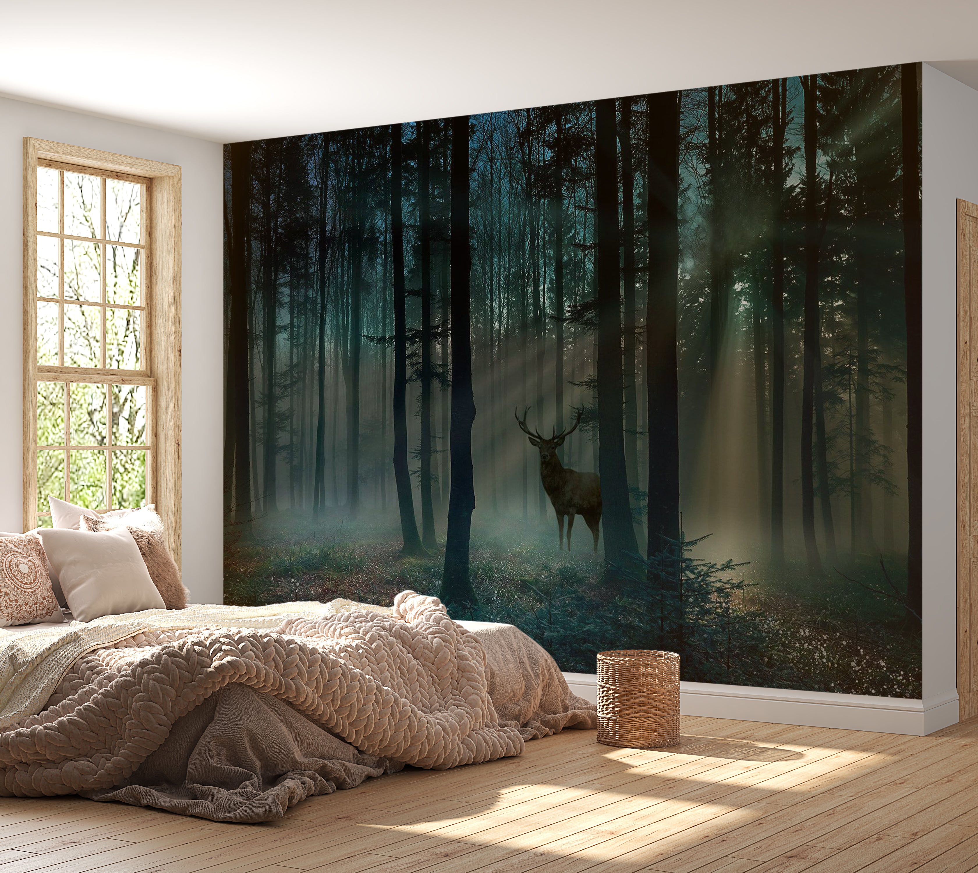 Landscape Wallpaper Wall Mural - Mystical Forest in The Morning 39"Wx27"H / Standard