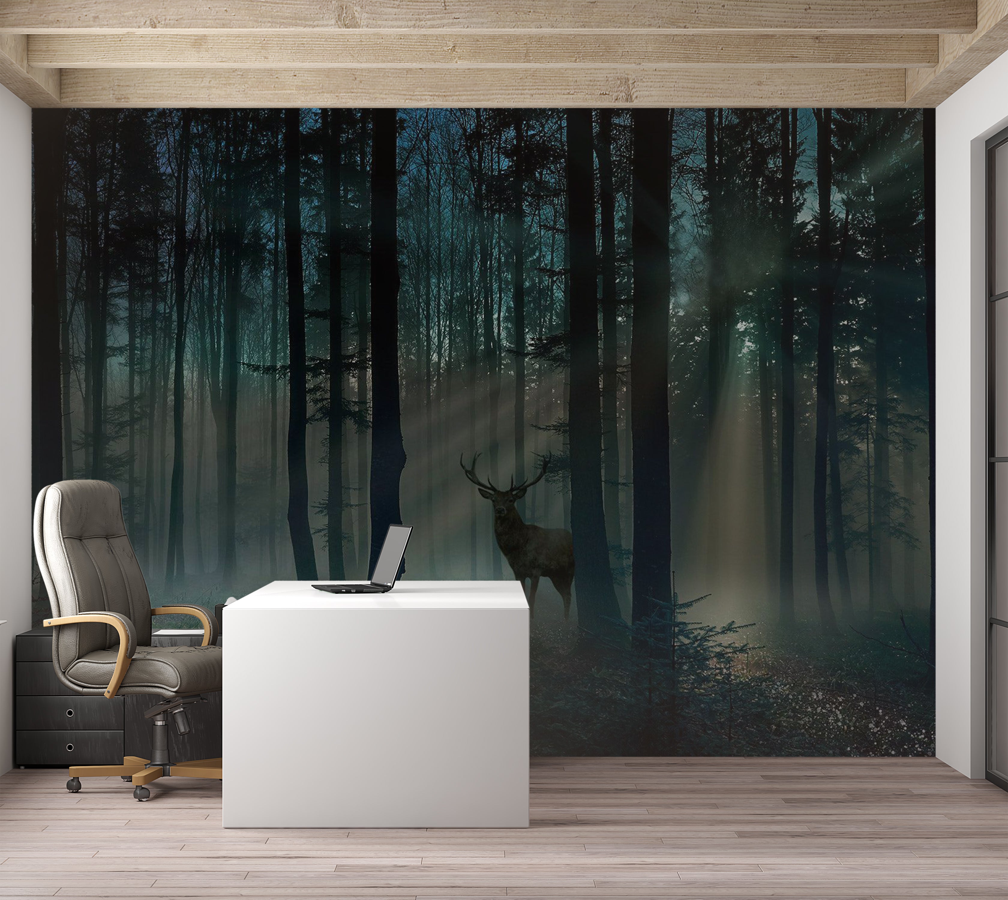 Landscape Wallpaper Wall Mural - Mystical Forest in The Morning 39"Wx27"H / Standard