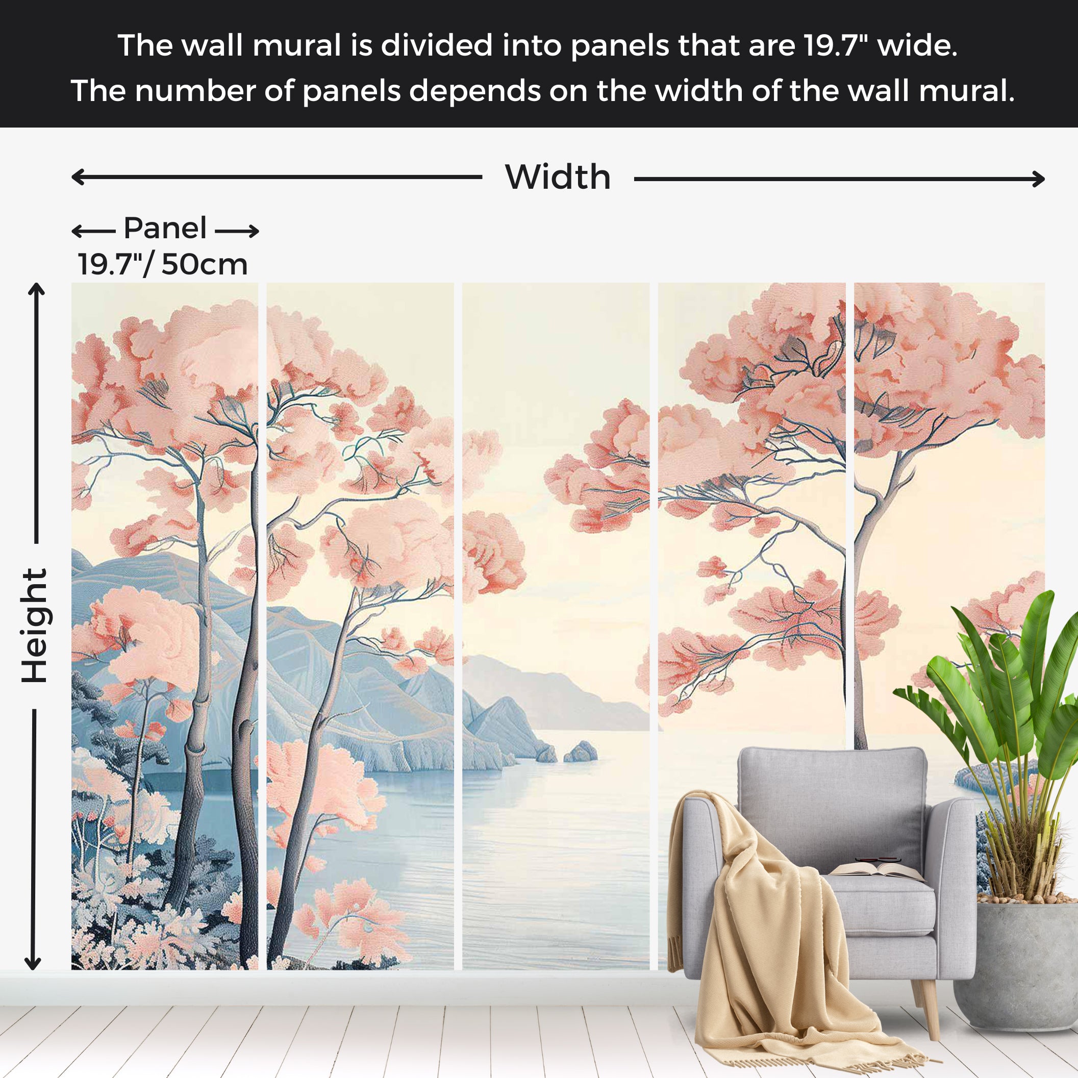 Landscape Wallpaper Wall Mural - Pastel Horizon by Water 39"Wx27"H / Standard