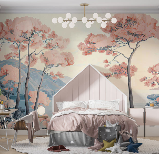 Landscape Wallpaper Wall Mural - Pastel Horizon by Water 39"Wx27"H / Standard