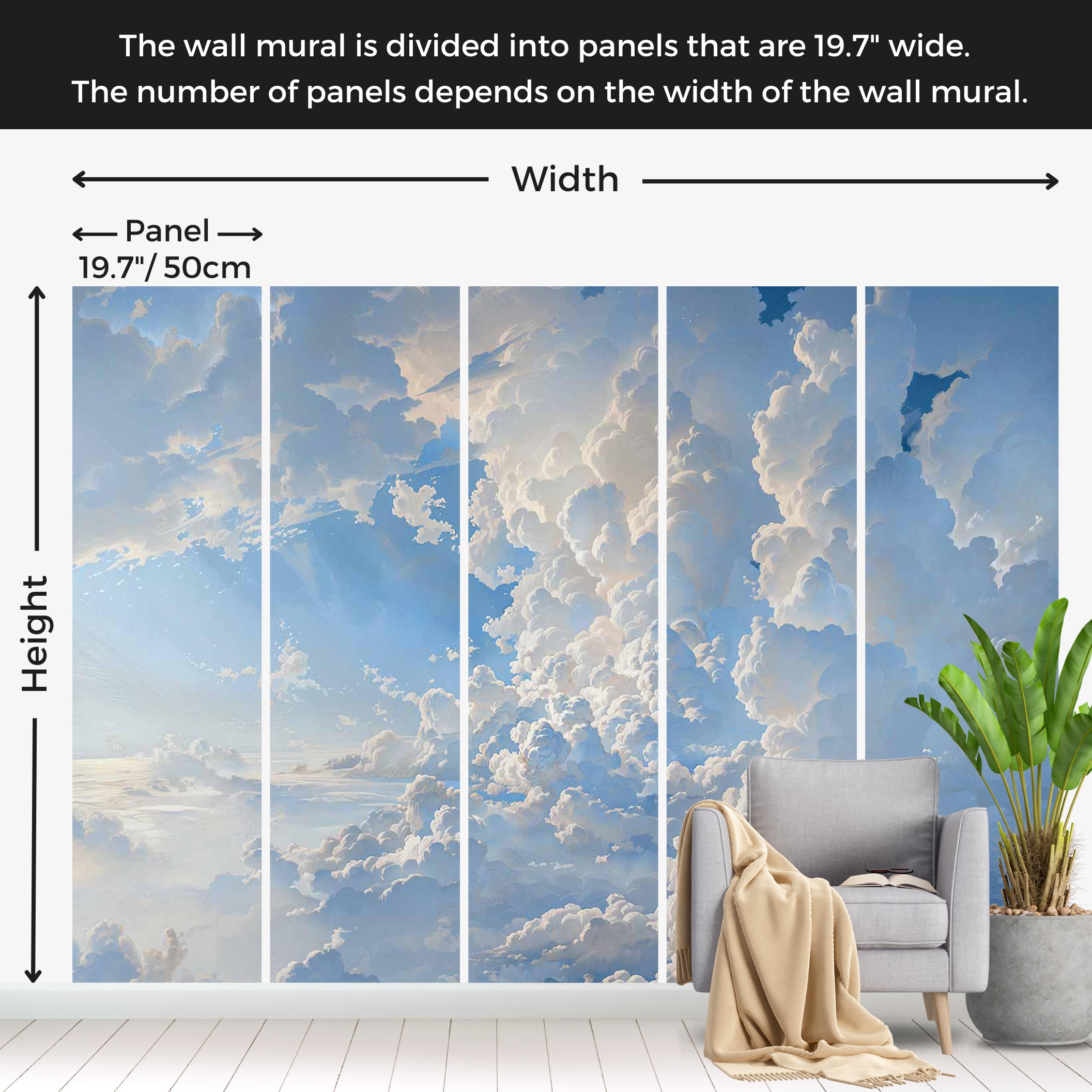 Landscape Wallpaper Wall Mural - Secrets of The Clouds 39"Wx27"H / Standard