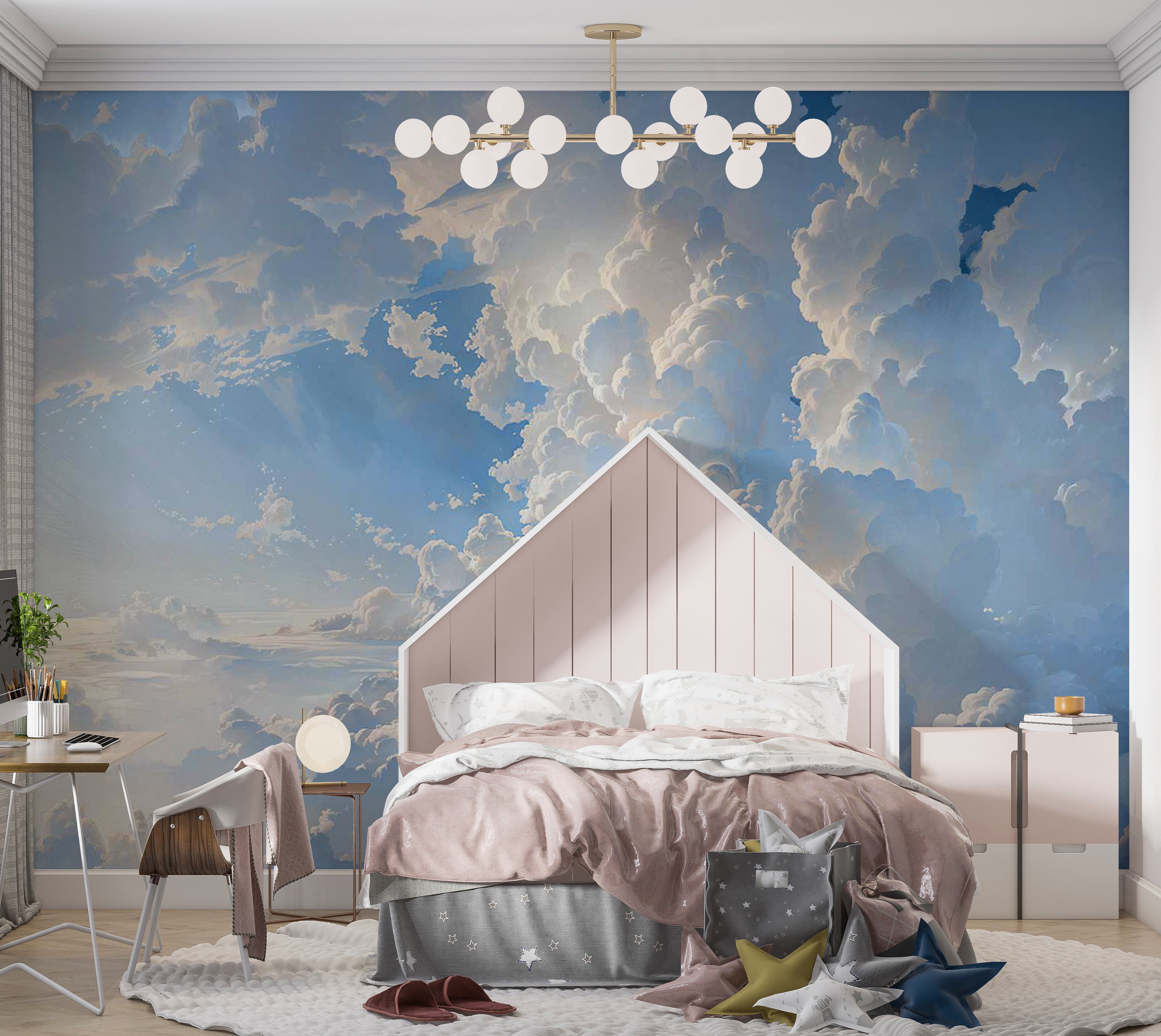 Landscape Wallpaper Wall Mural - Secrets of The Clouds 39"Wx27"H / Standard