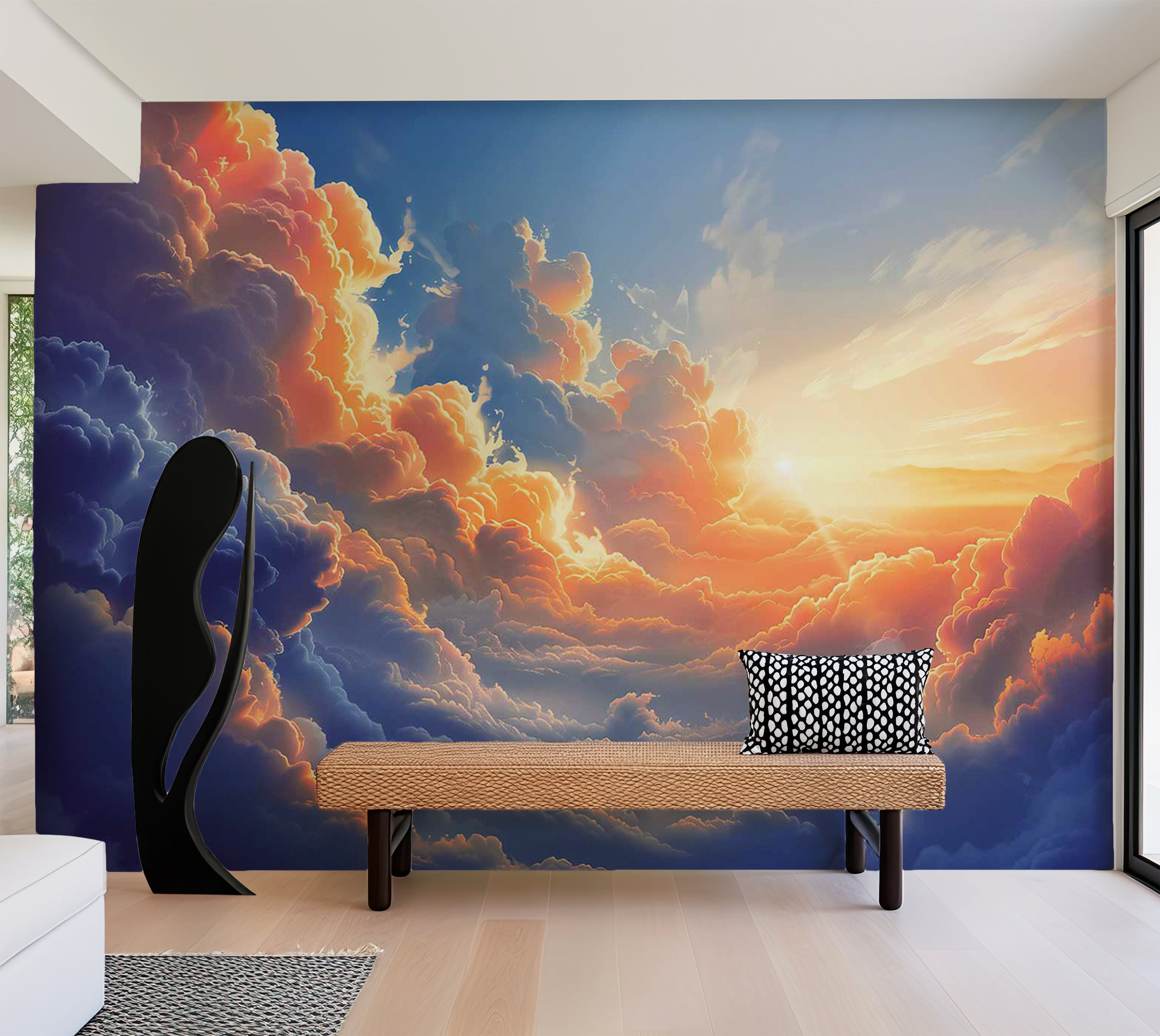 Landscape Wallpaper Wall Mural - Sunset in The Clouds 39"Wx27"H / Standard