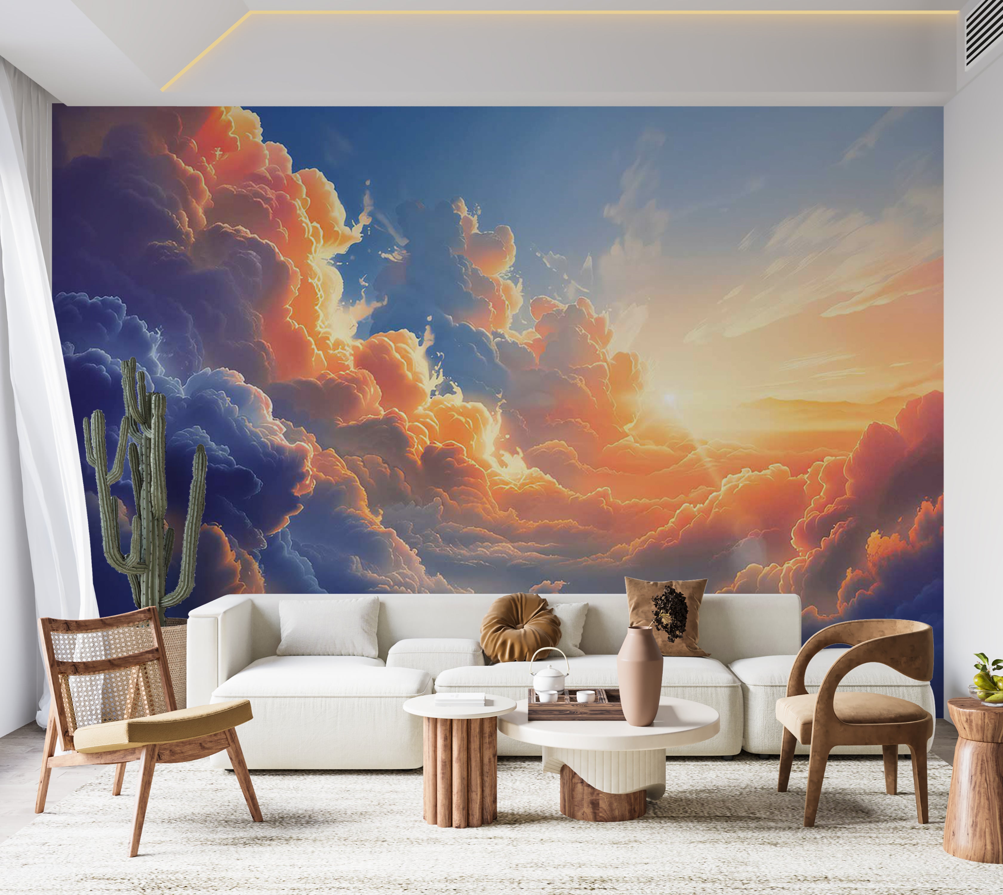 Landscape Wallpaper Wall Mural - Sunset in The Clouds 39"Wx27"H / Standard