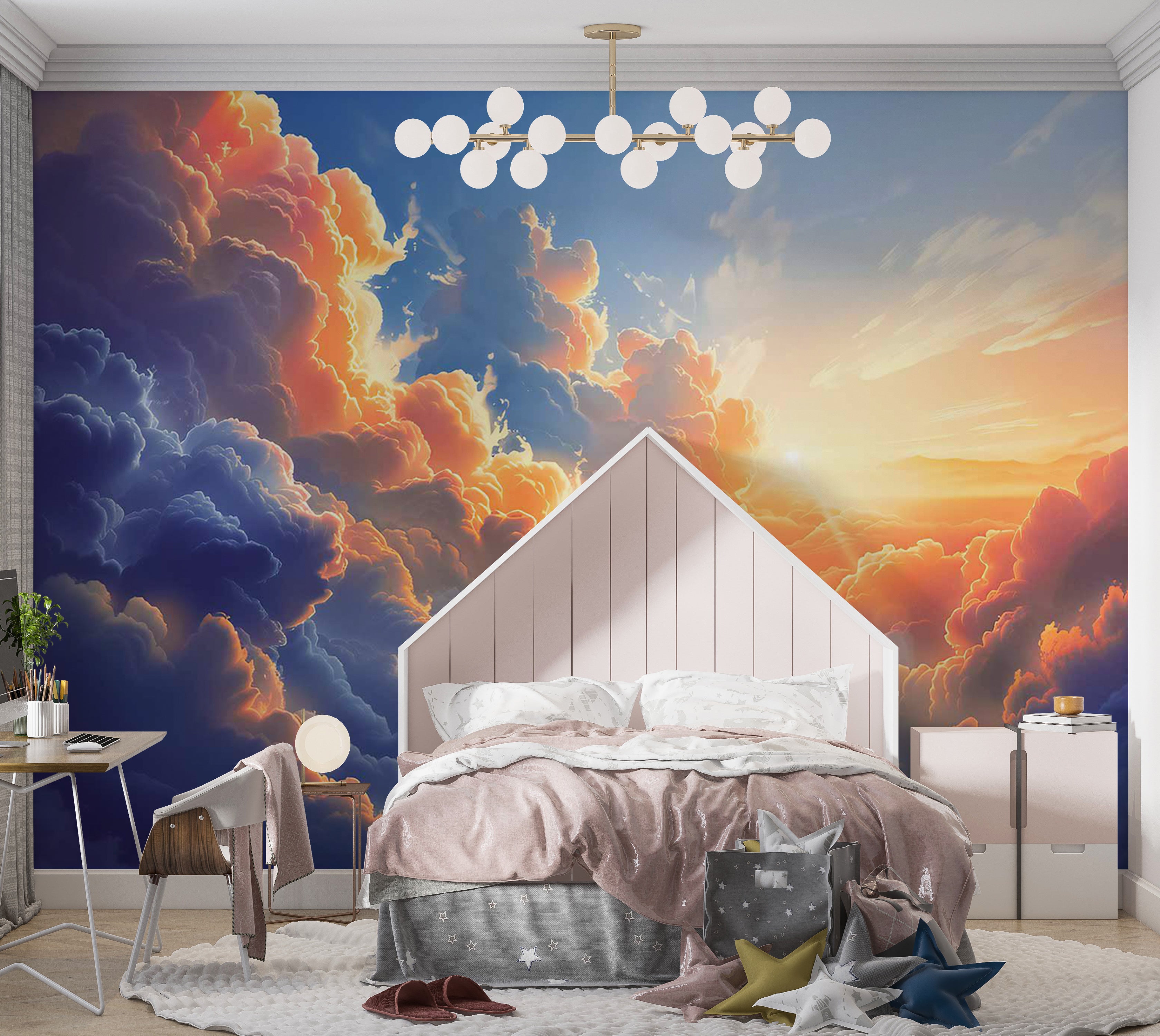 Landscape Wallpaper Wall Mural - Sunset in The Clouds 39"Wx27"H / Standard