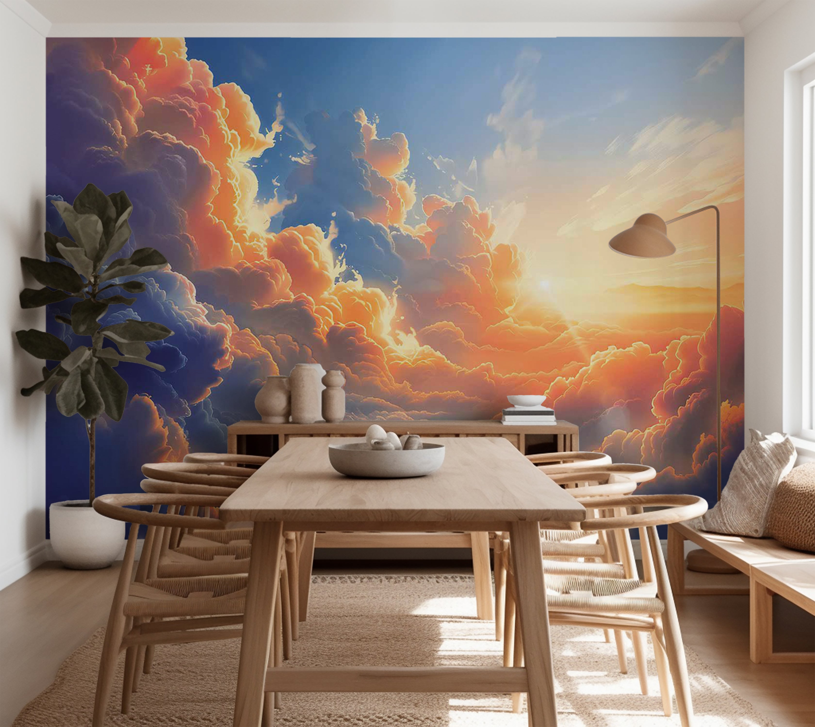 Landscape Wallpaper Wall Mural - Sunset in The Clouds 39"Wx27"H / Standard