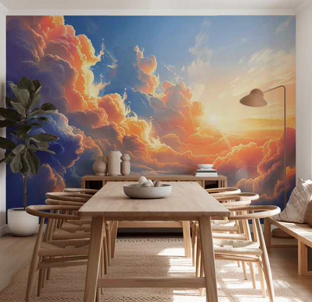 Landscape Wallpaper Wall Mural - Sunset in The Clouds 39"Wx27"H / Standard