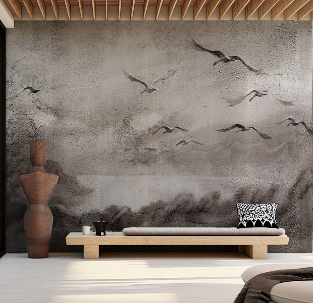 Landscape Wallpaper Wall Mural - Swan Flight 39"Wx27"H / Standard