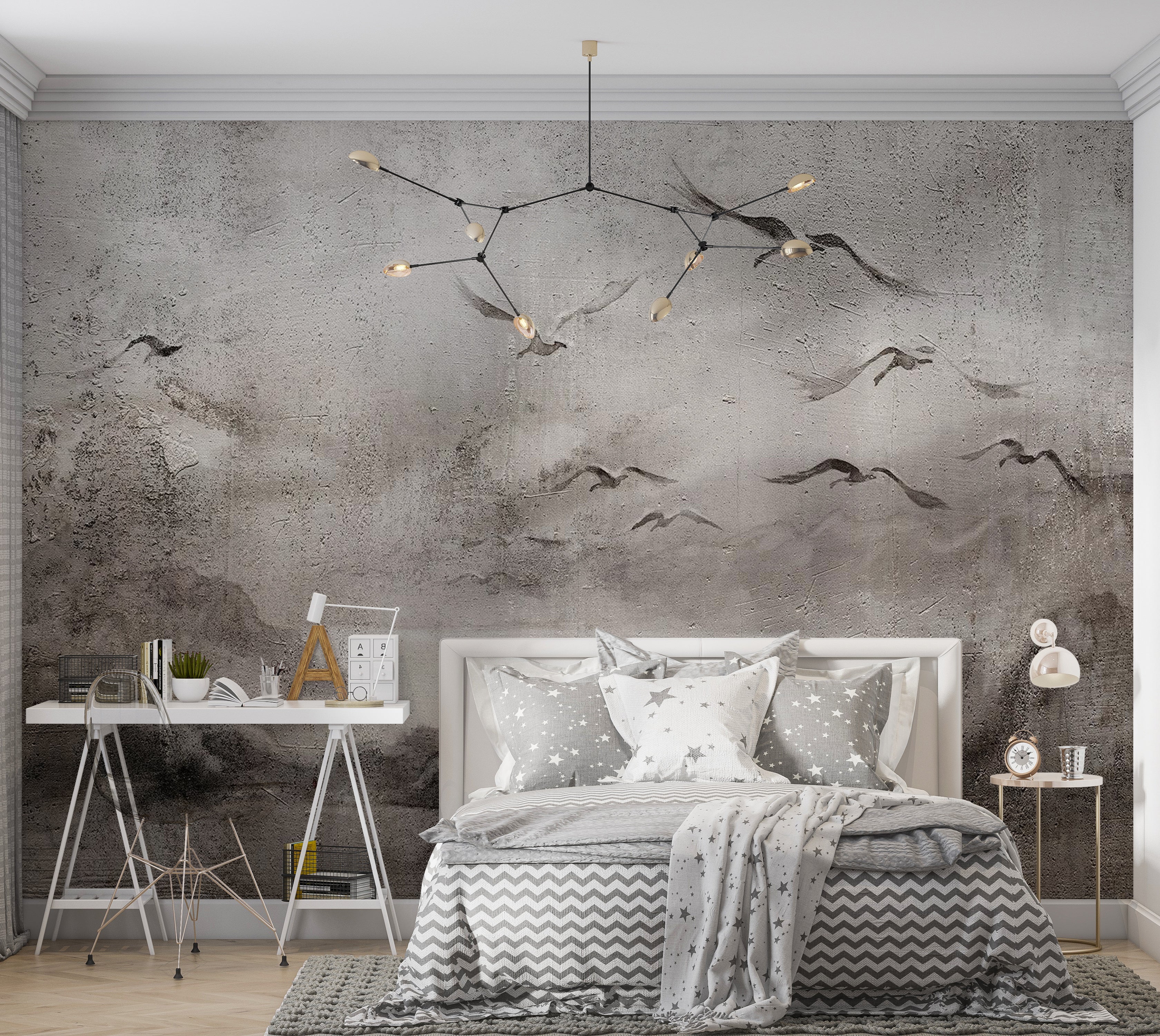 Landscape Wallpaper Wall Mural - Swan Flight 39"Wx27"H / Standard