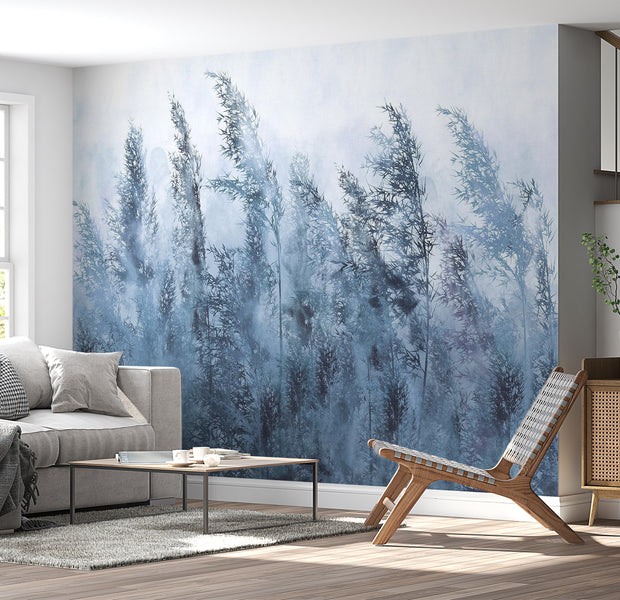 Landscape Wallpaper Wall Mural - Tall Grasses Grey 39"Wx27"H / Standard