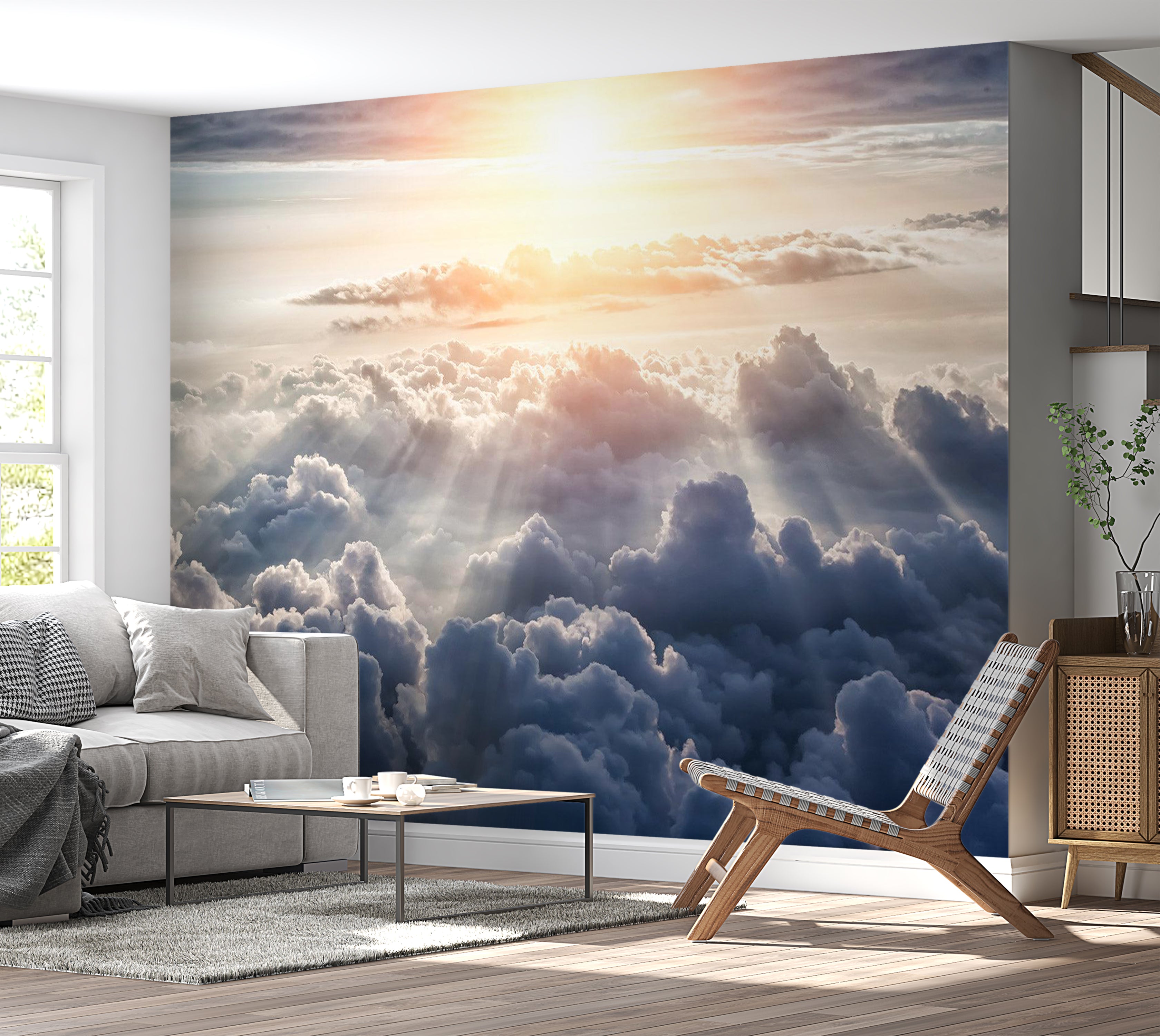 Landscape Wallpaper Wall Mural - Walk in The Clouds 39"Wx27"H / Standard