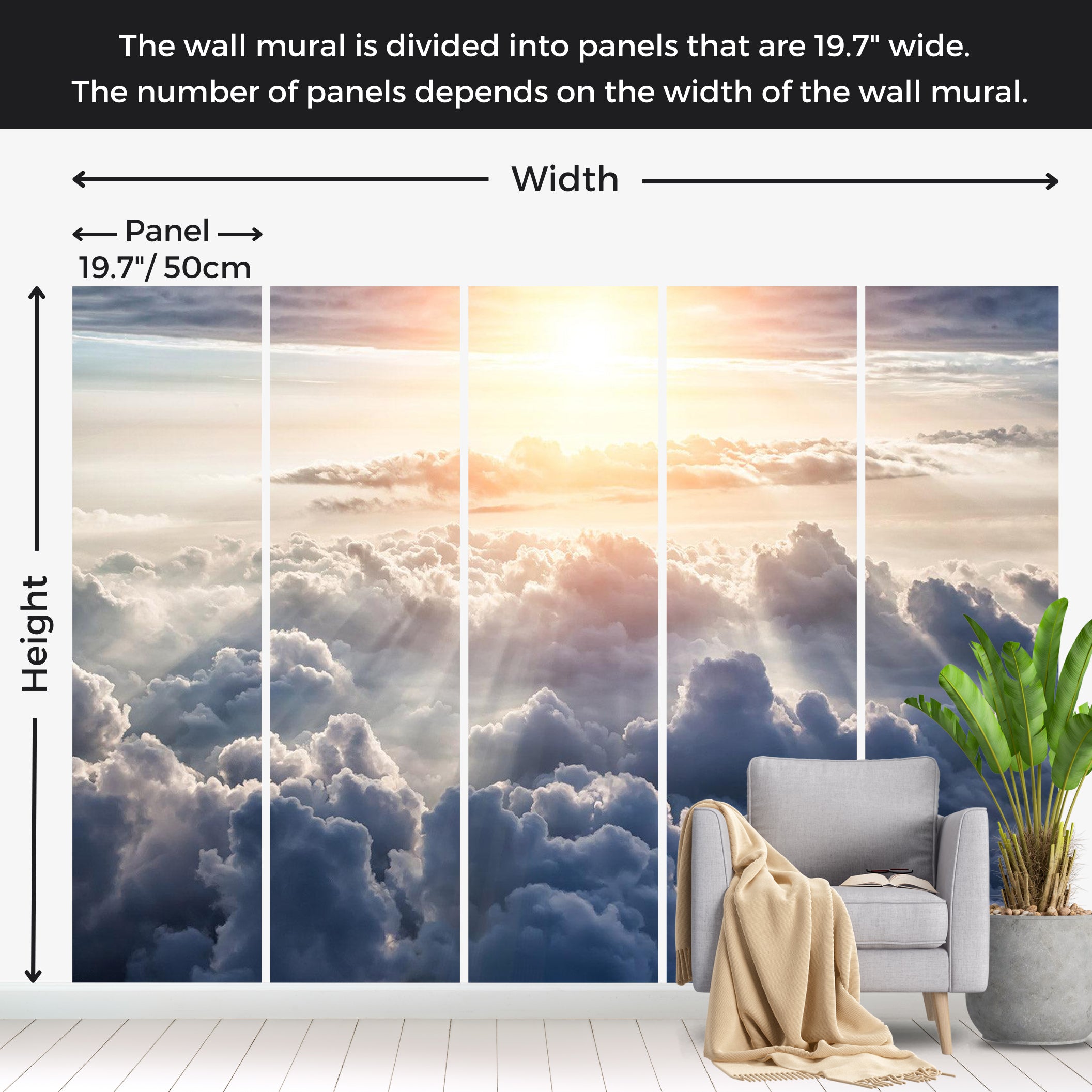 Landscape Wallpaper Wall Mural - Walk in The Clouds 39"Wx27"H / Standard