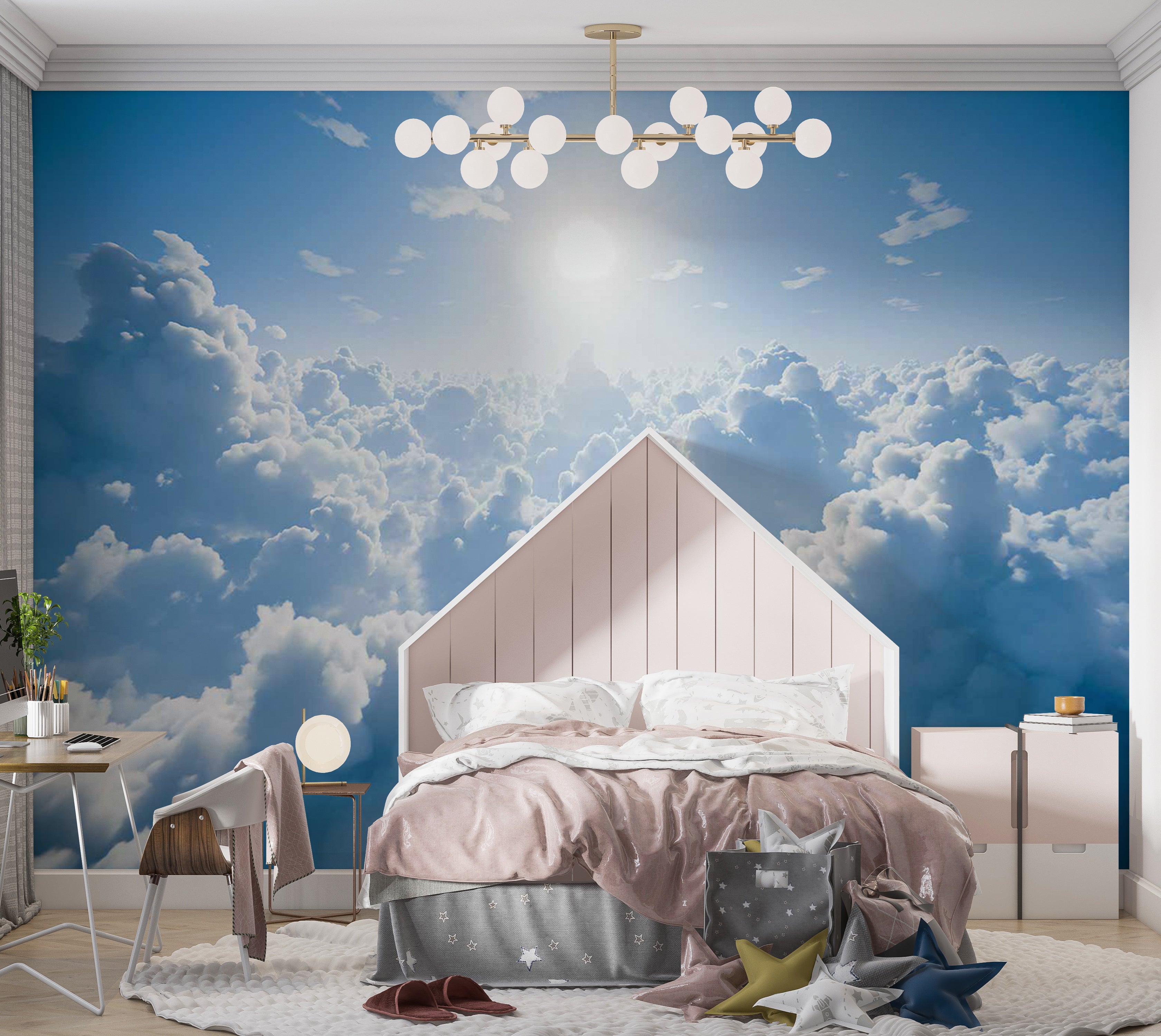 Landscape Wallpaper Wall Mural - Warm Rays of Sunshine 39"Wx27"H / Standard