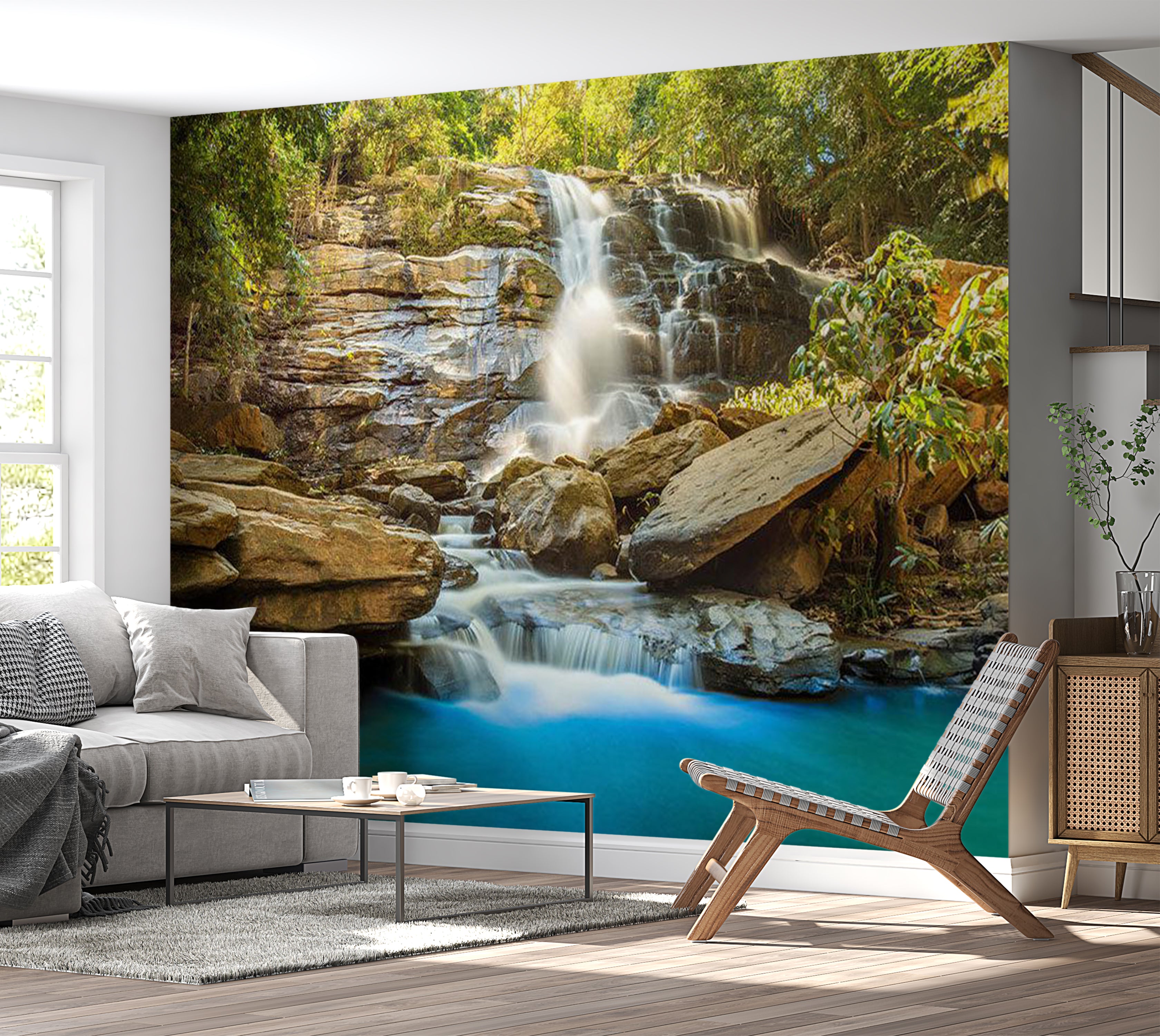 Landscape Wallpaper Wall Mural - Waterfall in Thailand 39"Wx27"H / Standard