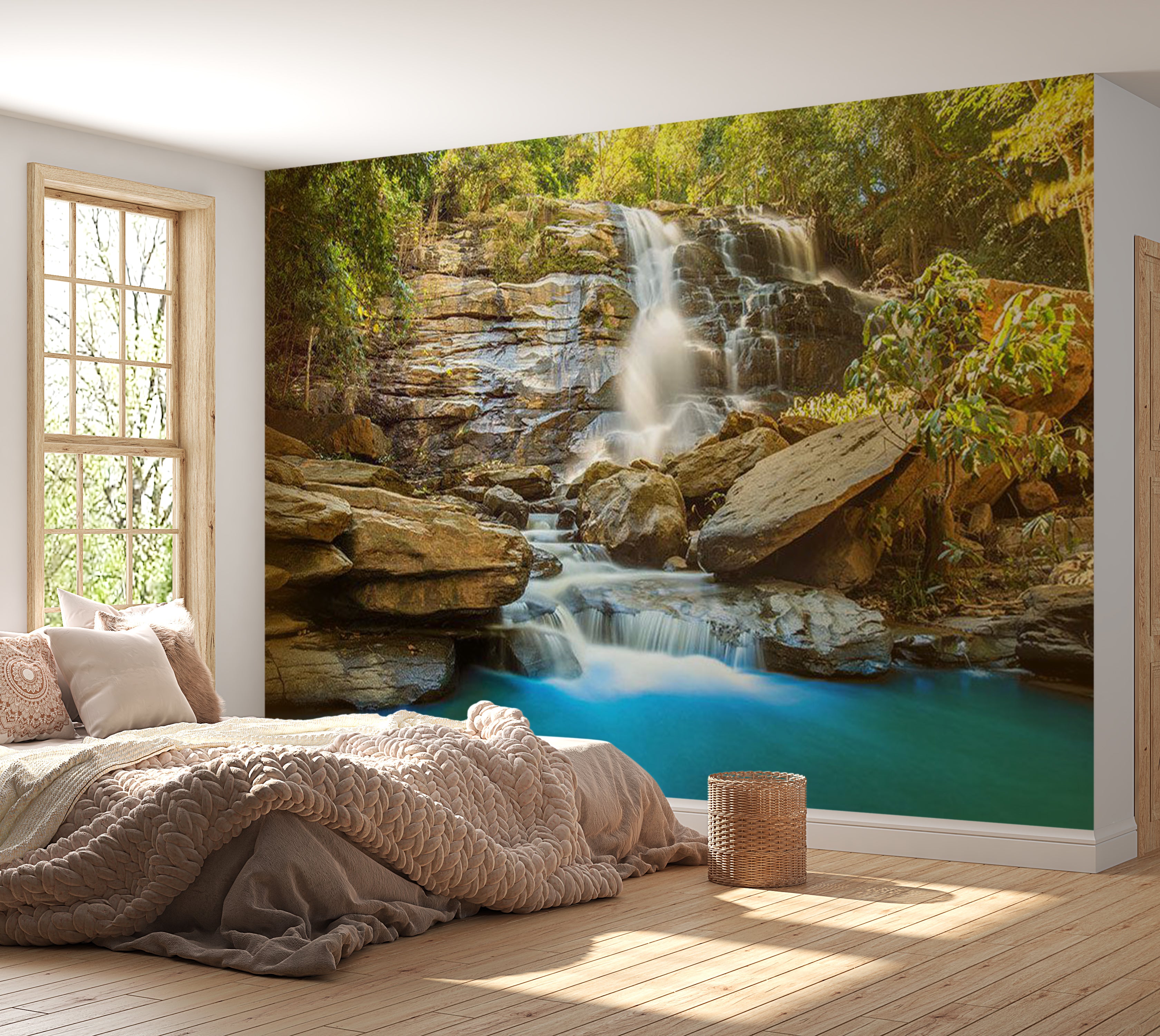 Landscape Wallpaper Wall Mural - Waterfall in Thailand 39"Wx27"H / Standard