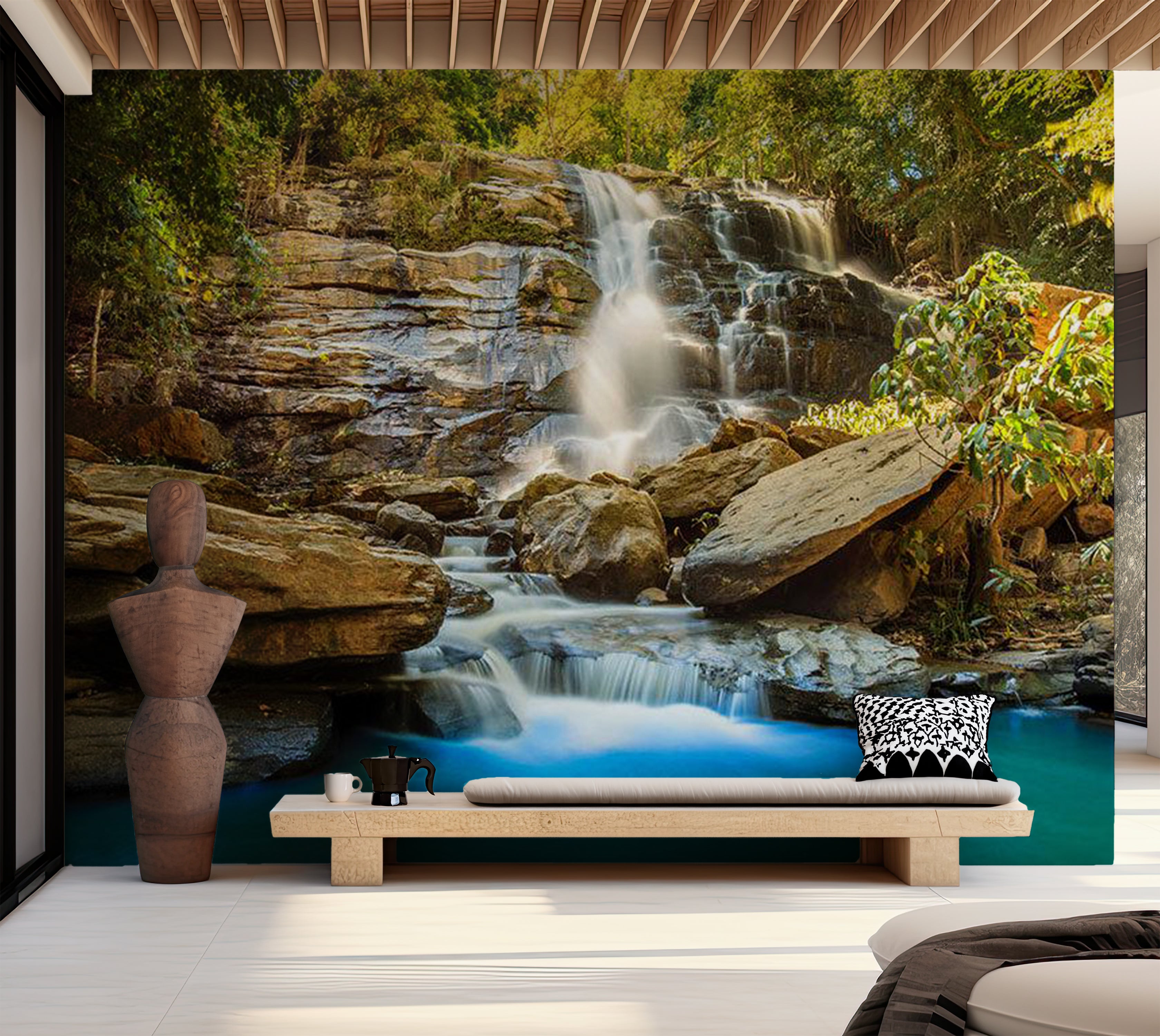 Landscape Wallpaper Wall Mural - Waterfall in Thailand 39"Wx27"H / Standard