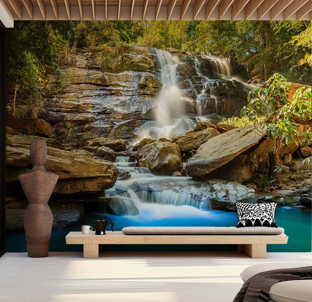 Landscape Wallpaper Wall Mural - Waterfall in Thailand 39"Wx27"H / Standard