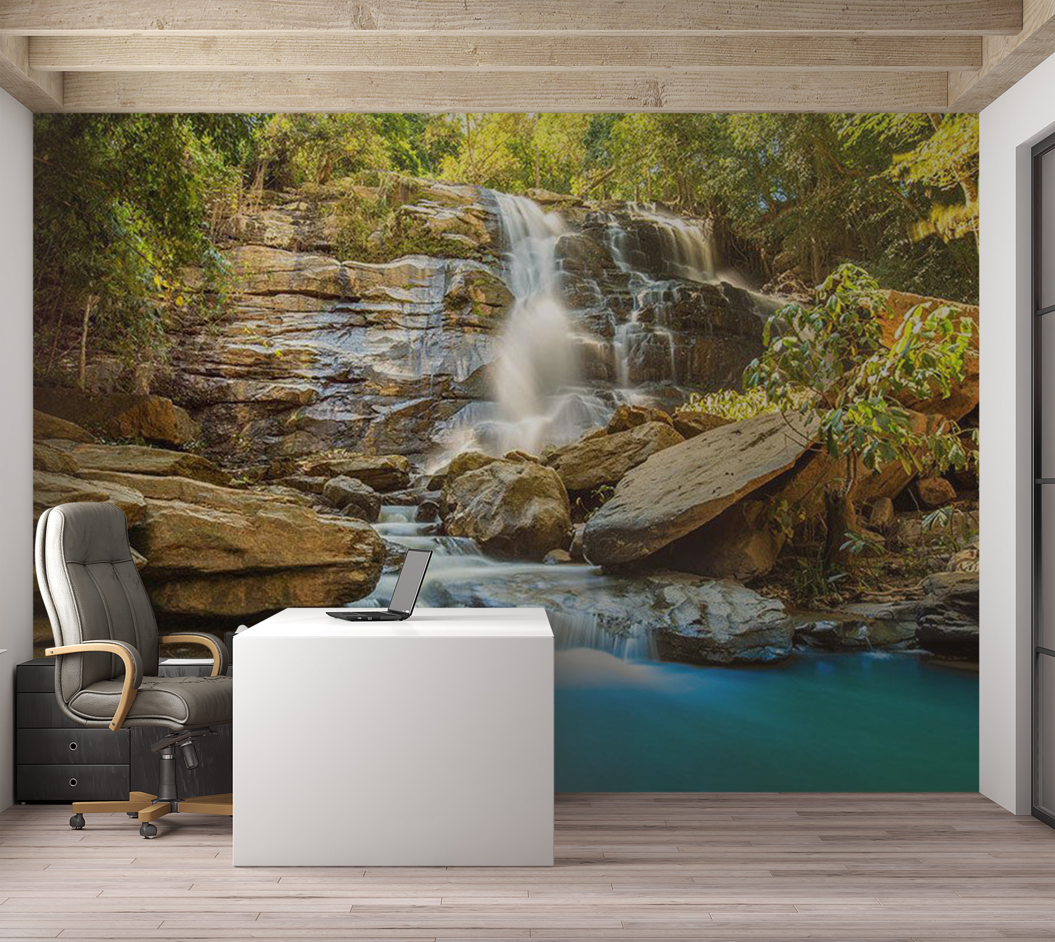 Landscape Wallpaper Wall Mural - Waterfall in Thailand 39"Wx27"H / Standard