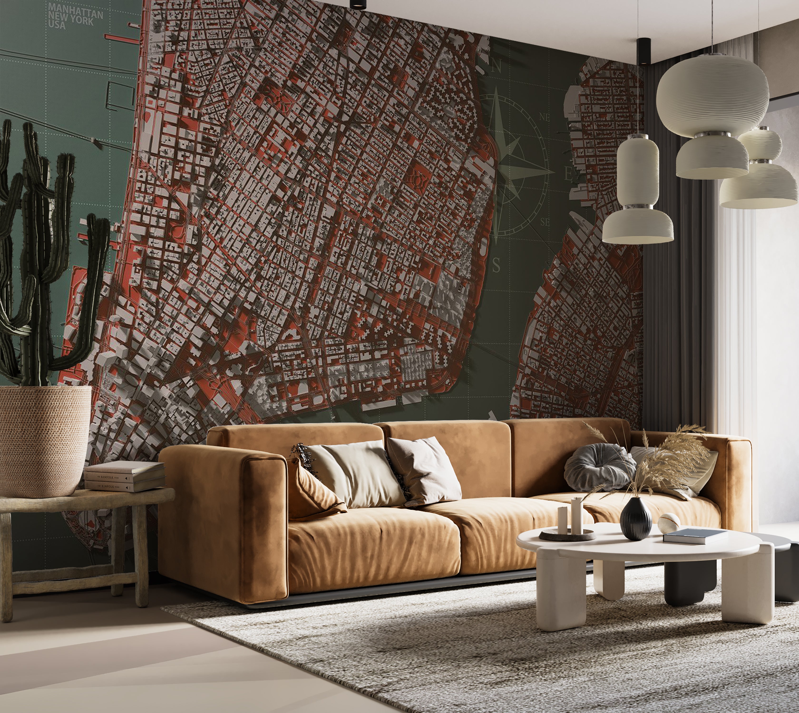 Map Wallpaper Wall Mural - Meet Manhattan 39"Wx27"H / Standard