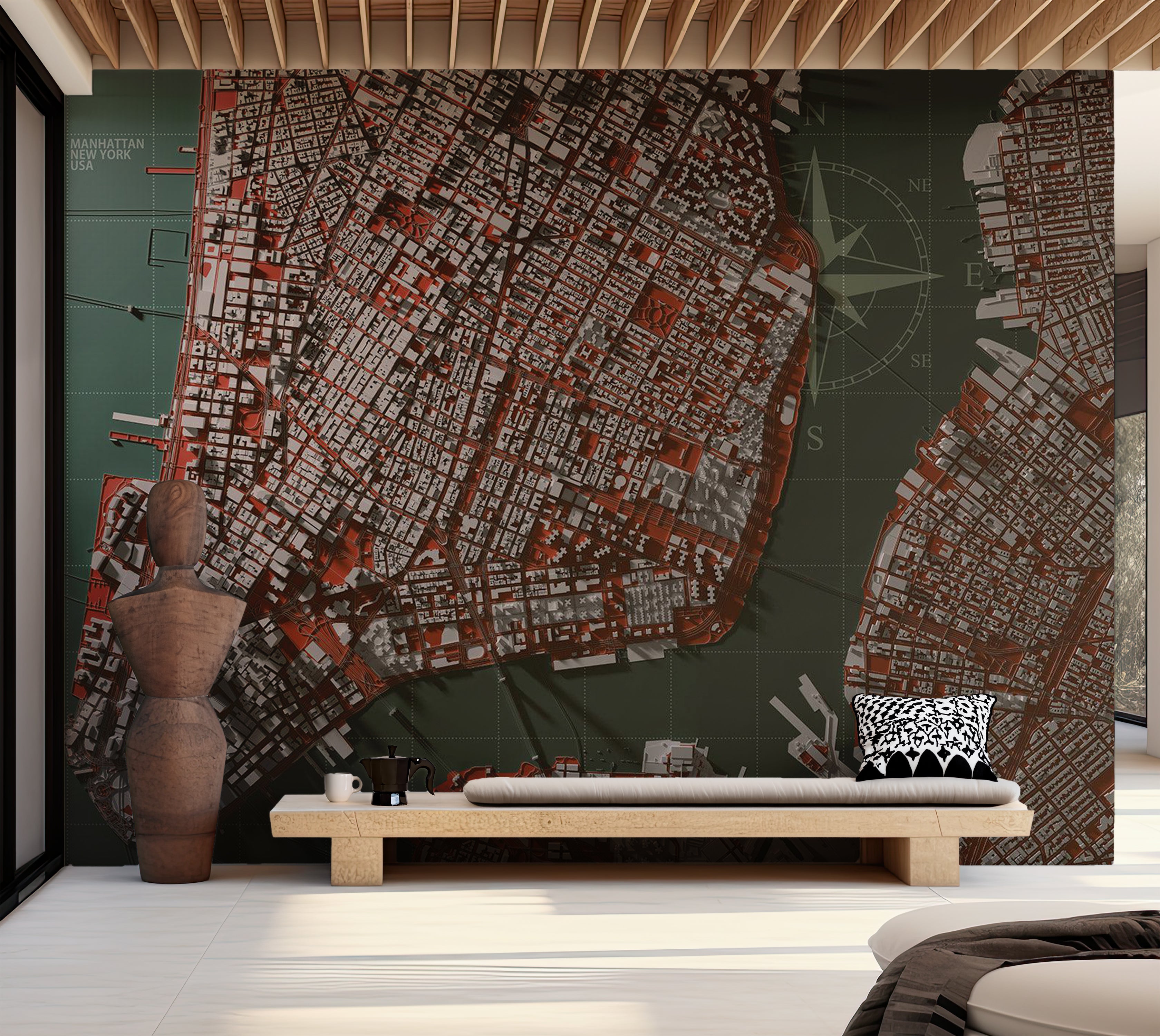 Map Wallpaper Wall Mural - Meet Manhattan 39"Wx27"H / Standard