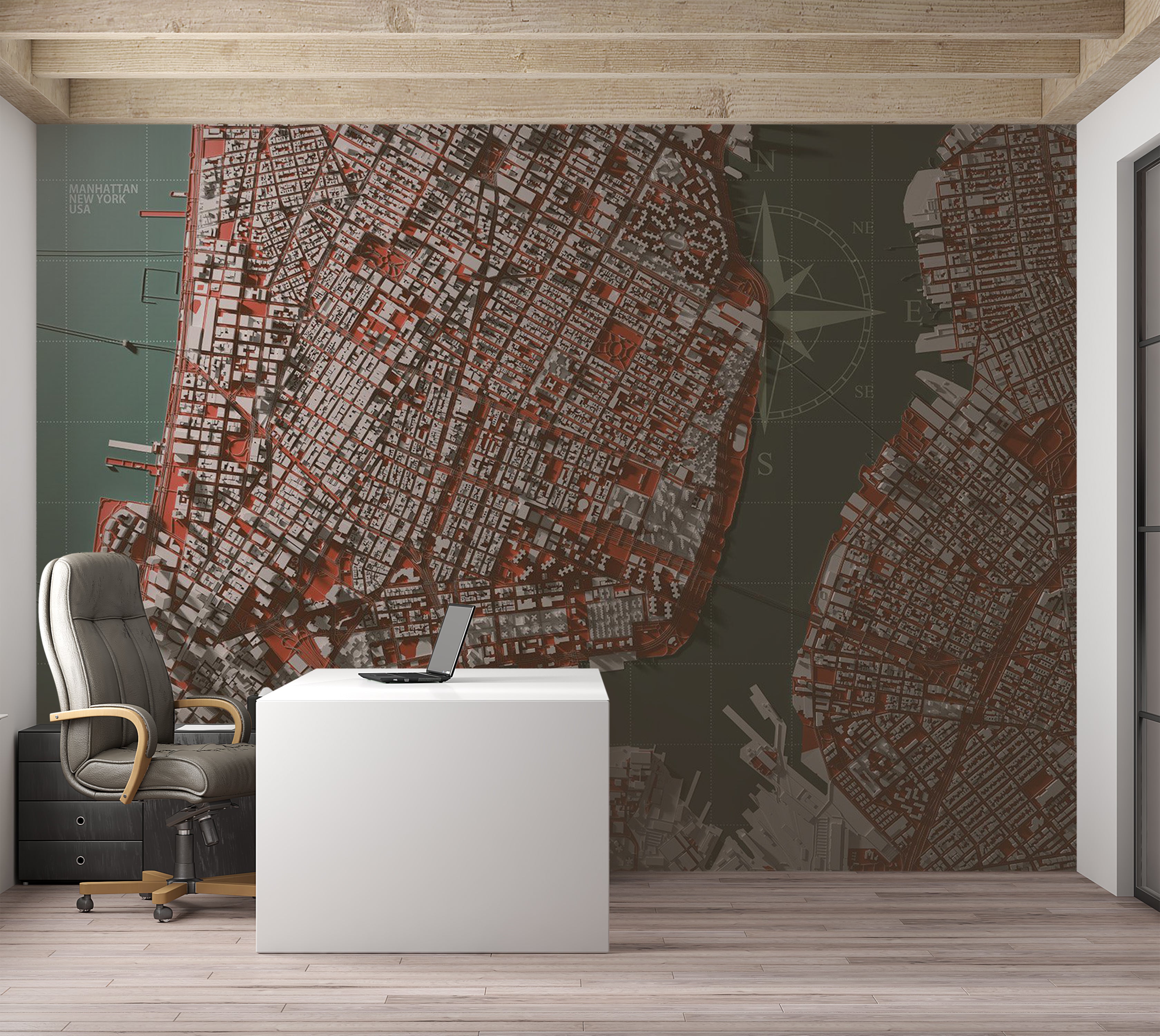 Map Wallpaper Wall Mural - Meet Manhattan 39"Wx27"H / Standard