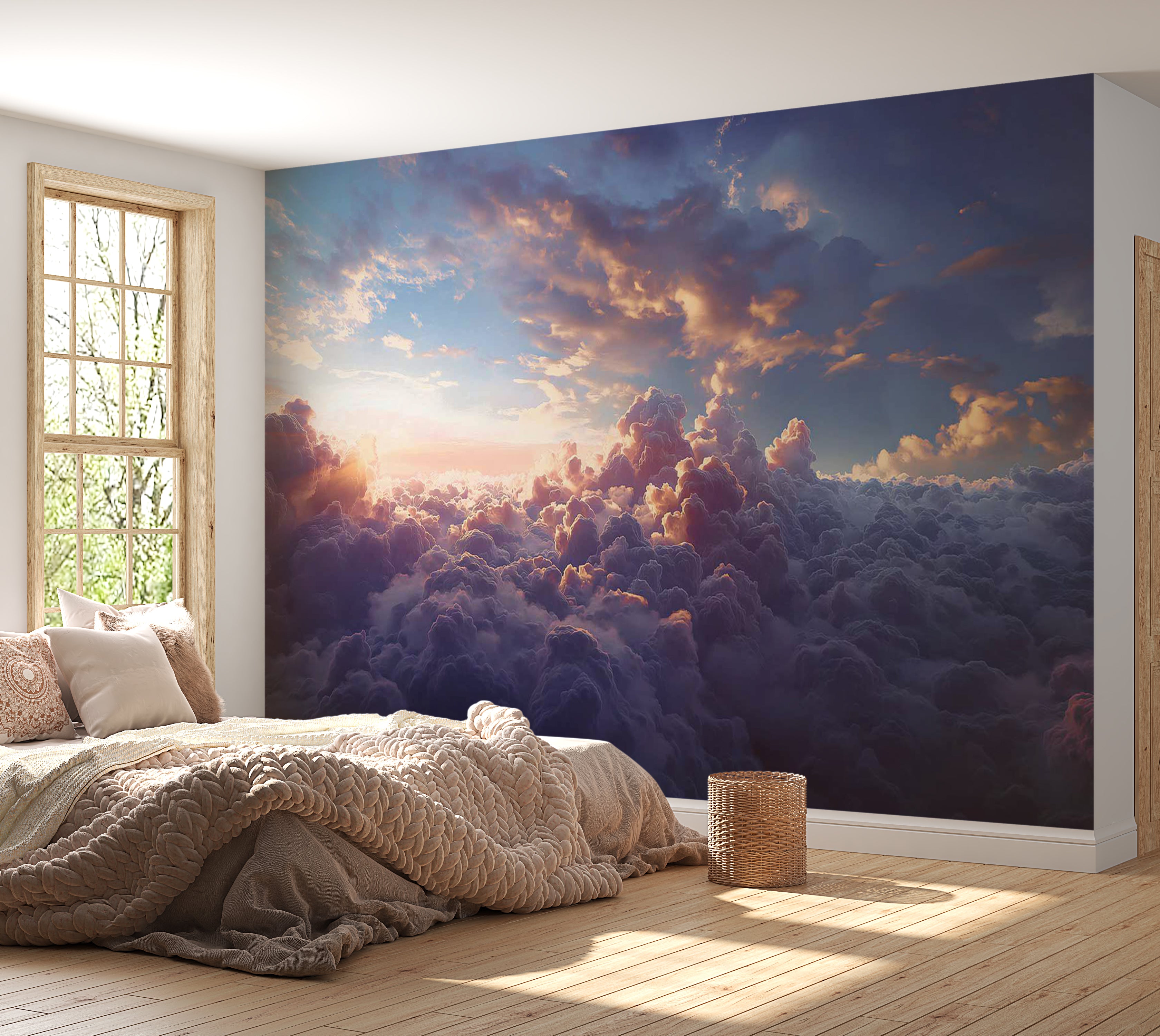 Space Wallpaper Wall Mural - The Sun in Hiding 39"Wx27"H / Standard