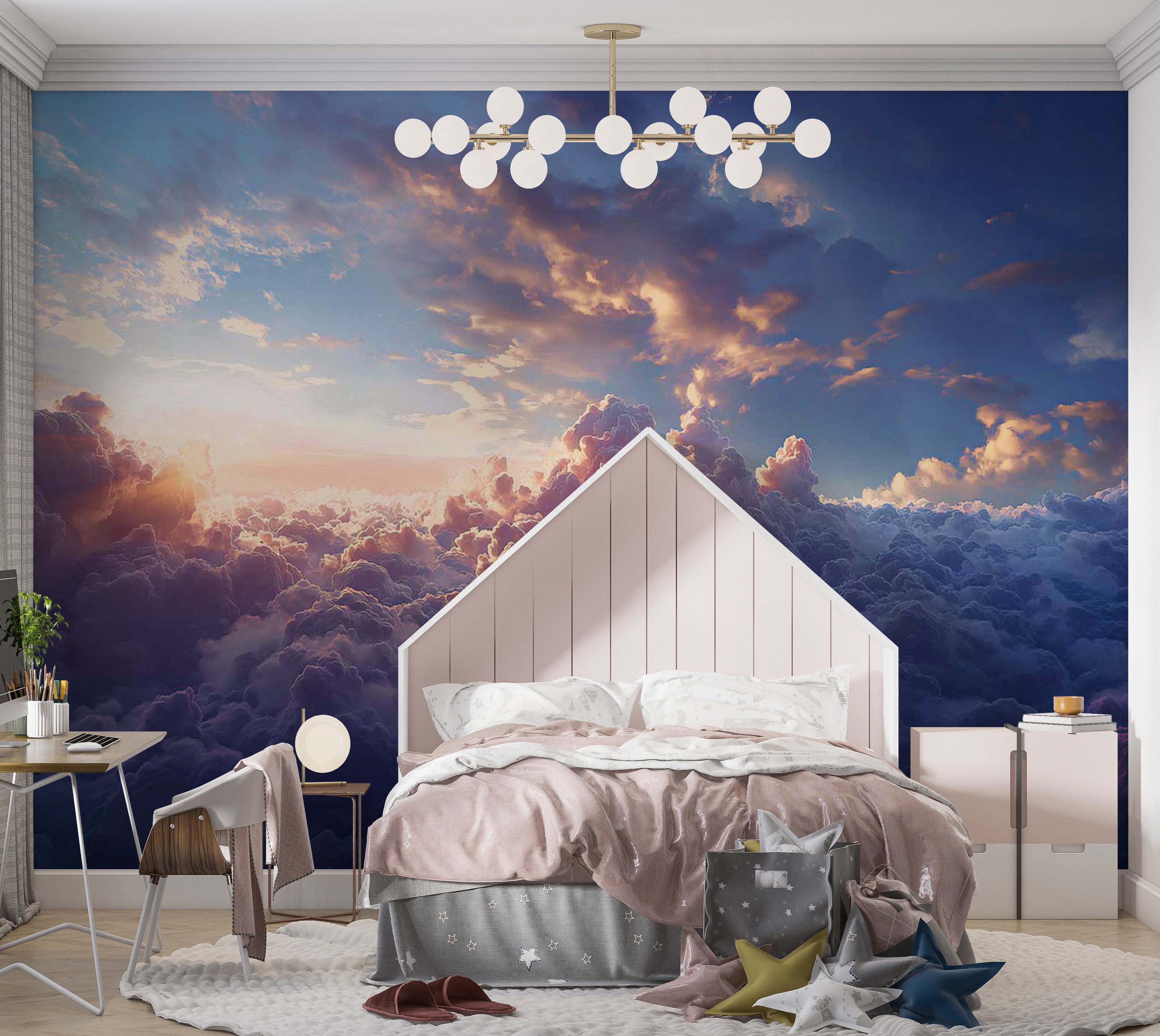 Space Wallpaper Wall Mural - The Sun in Hiding 39"Wx27"H / Standard