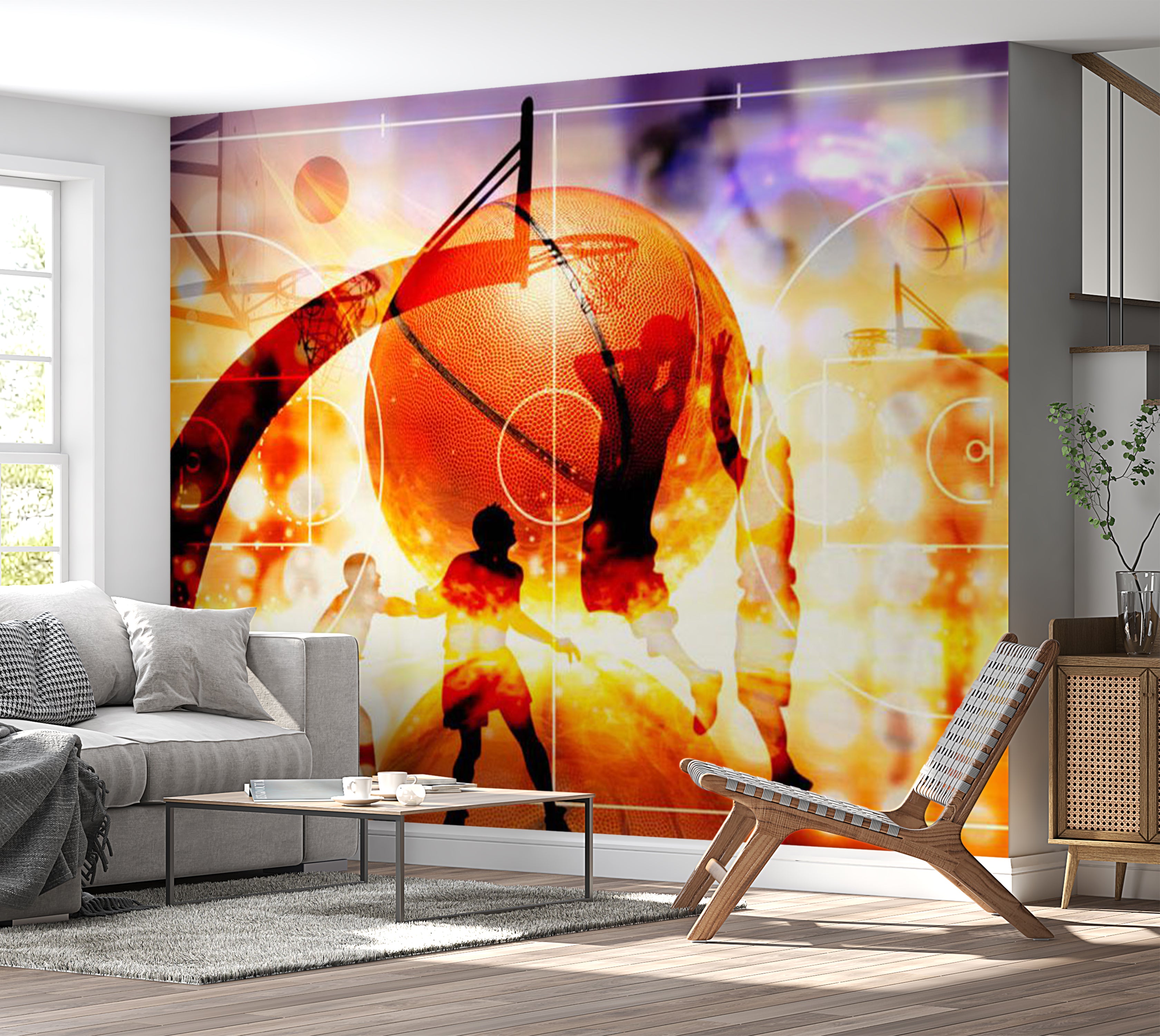 Sports Wallpaper Wall Mural - Basketball 39"Wx27"H / Standard