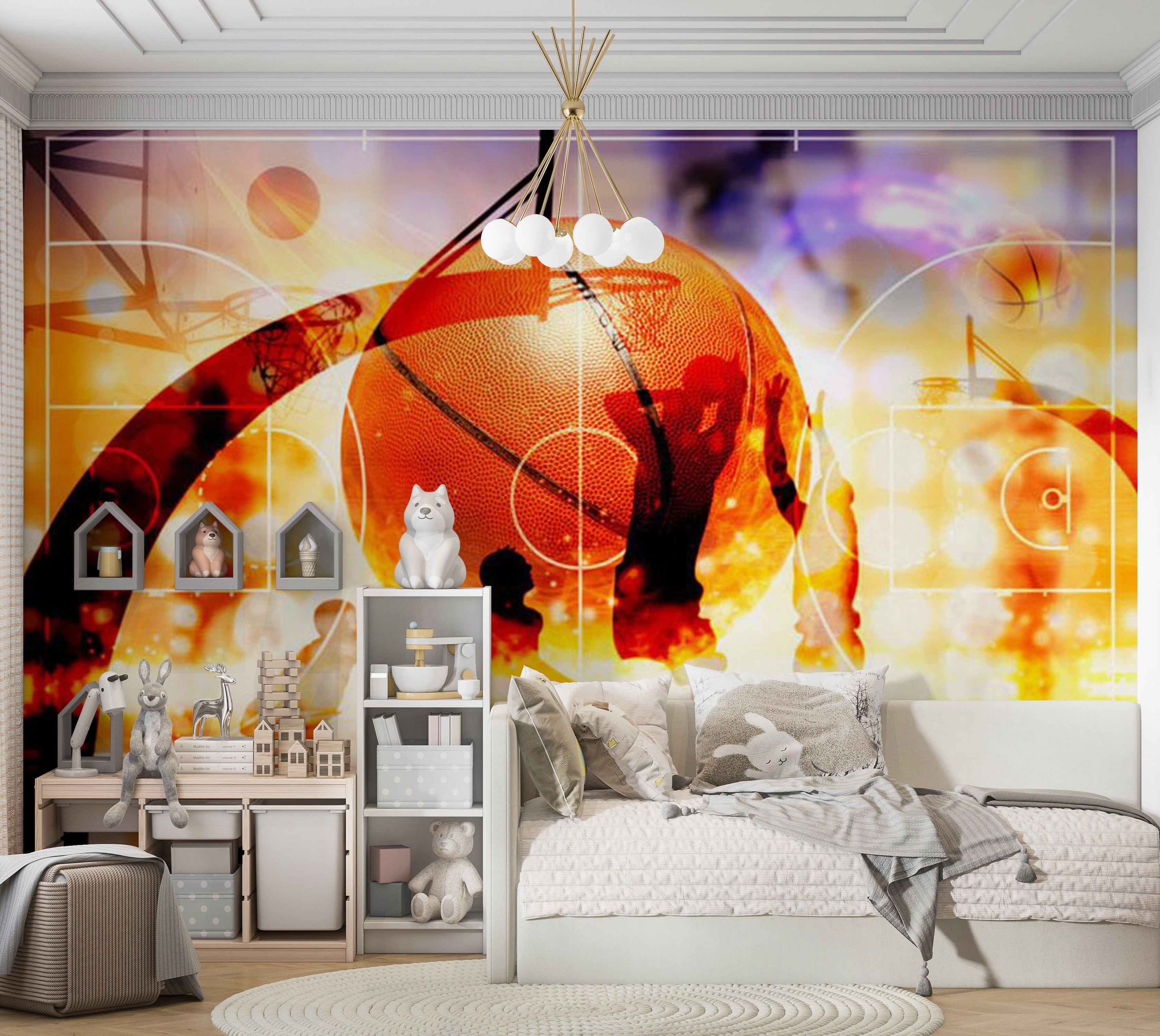 Sports Wallpaper Wall Mural - Basketball 39"Wx27"H / Standard