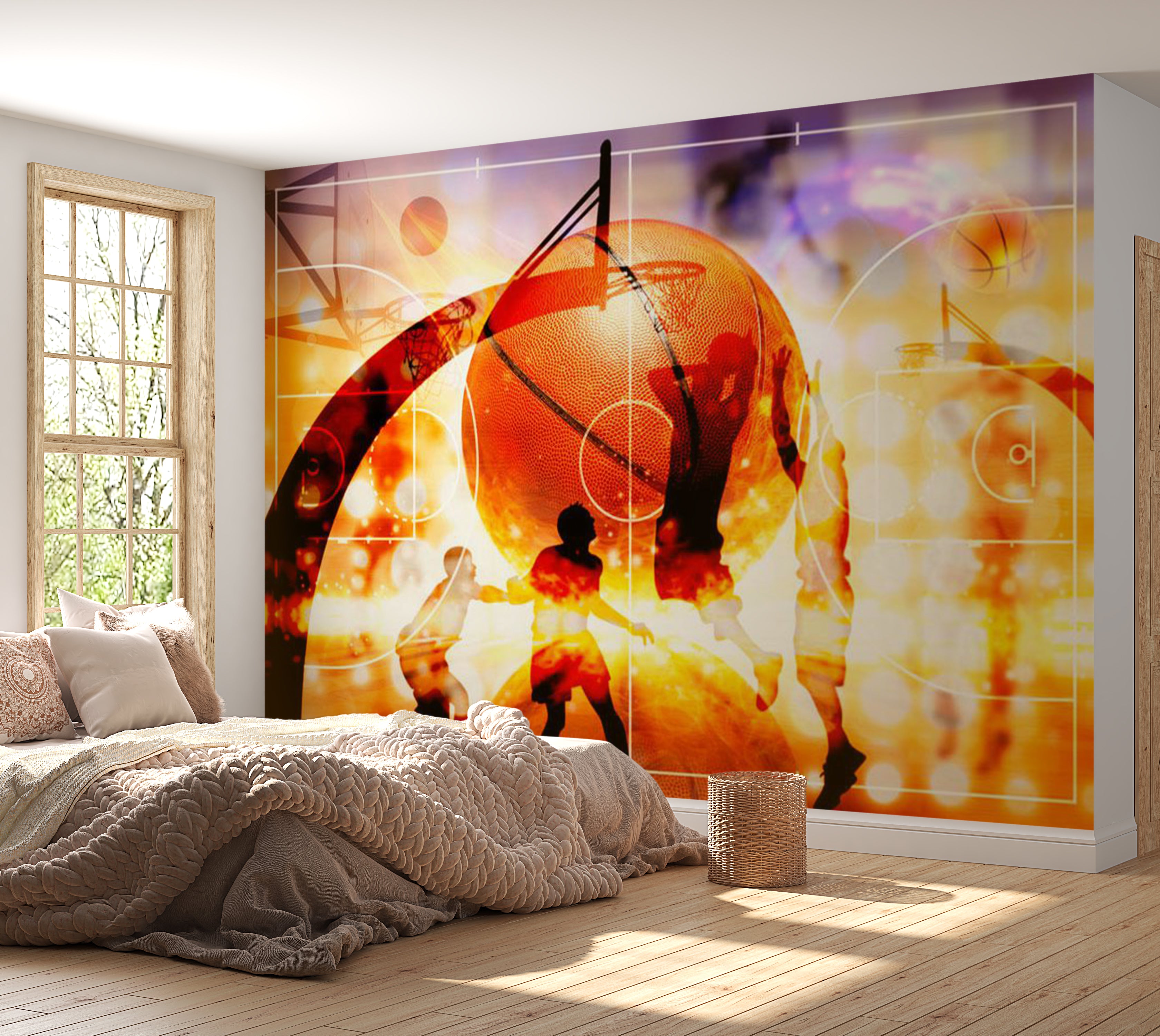 Sports Wallpaper Wall Mural - Basketball 39"Wx27"H / Standard