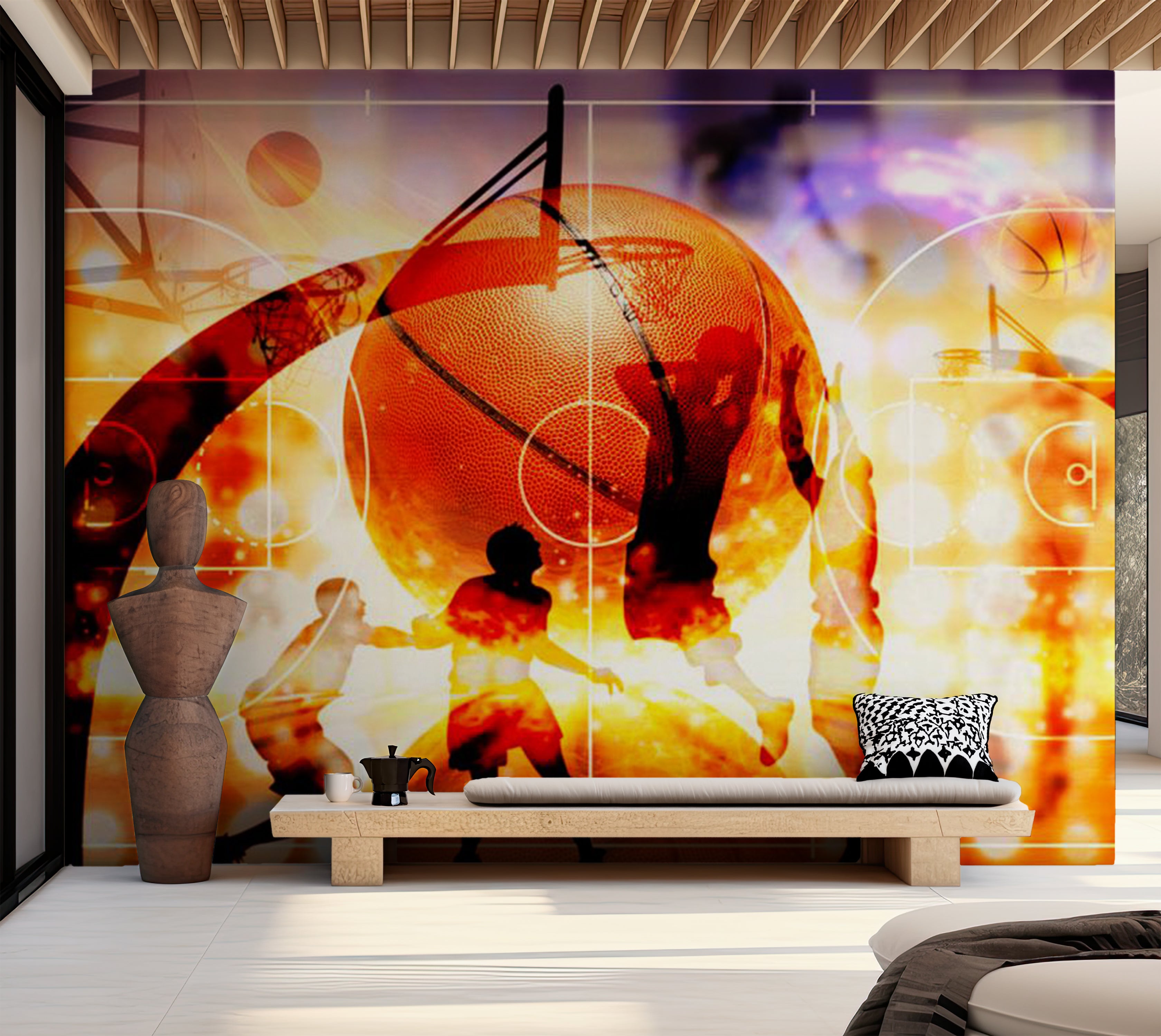 Sports Wallpaper Wall Mural - Basketball 39"Wx27"H / Standard