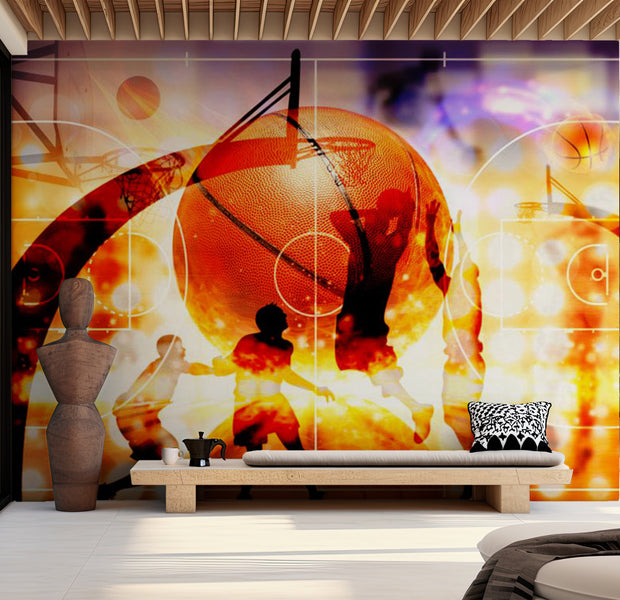 Sports Wallpaper Wall Mural - Basketball 39"Wx27"H / Standard