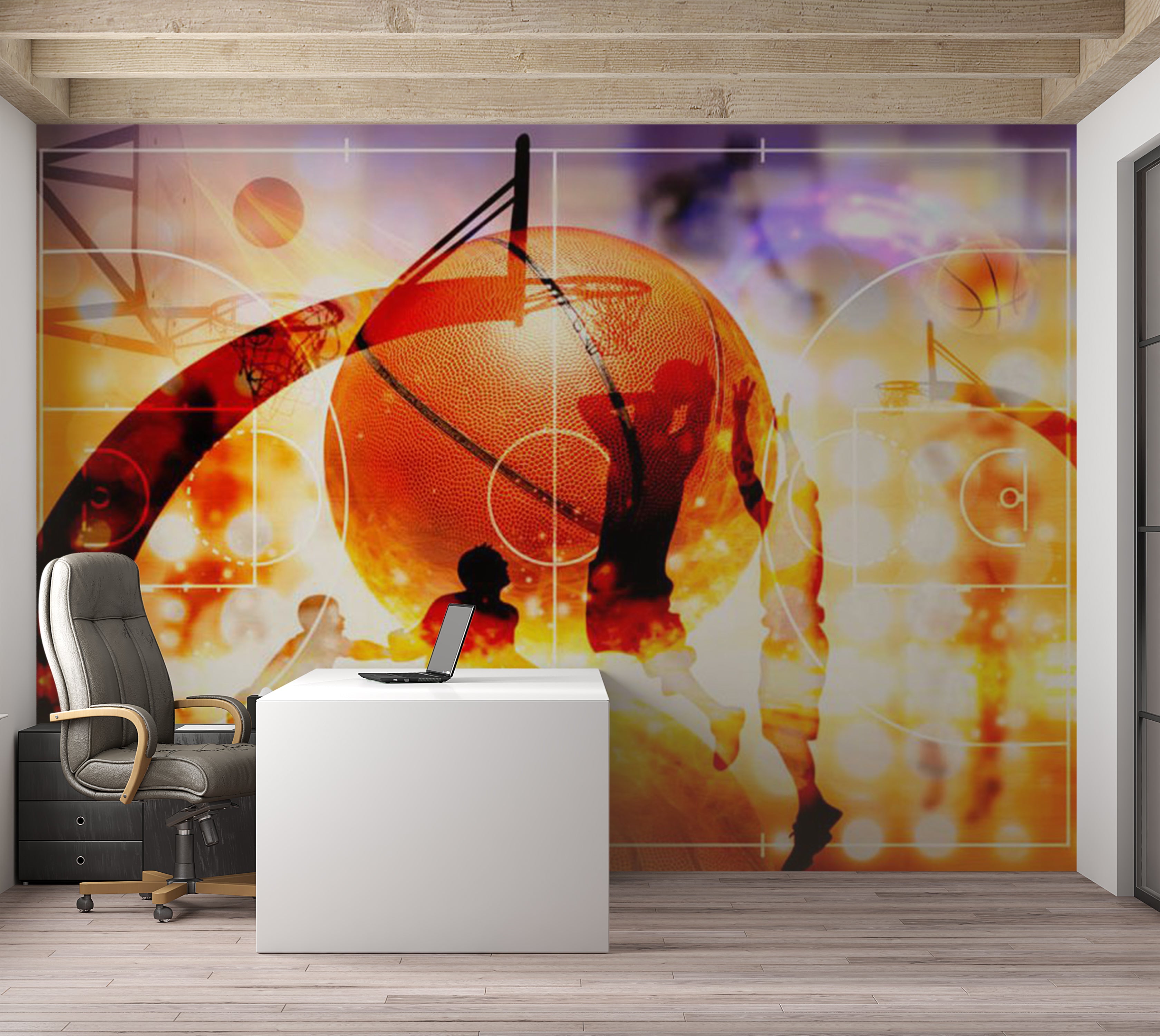 Sports Wallpaper Wall Mural - Basketball 39"Wx27"H / Standard