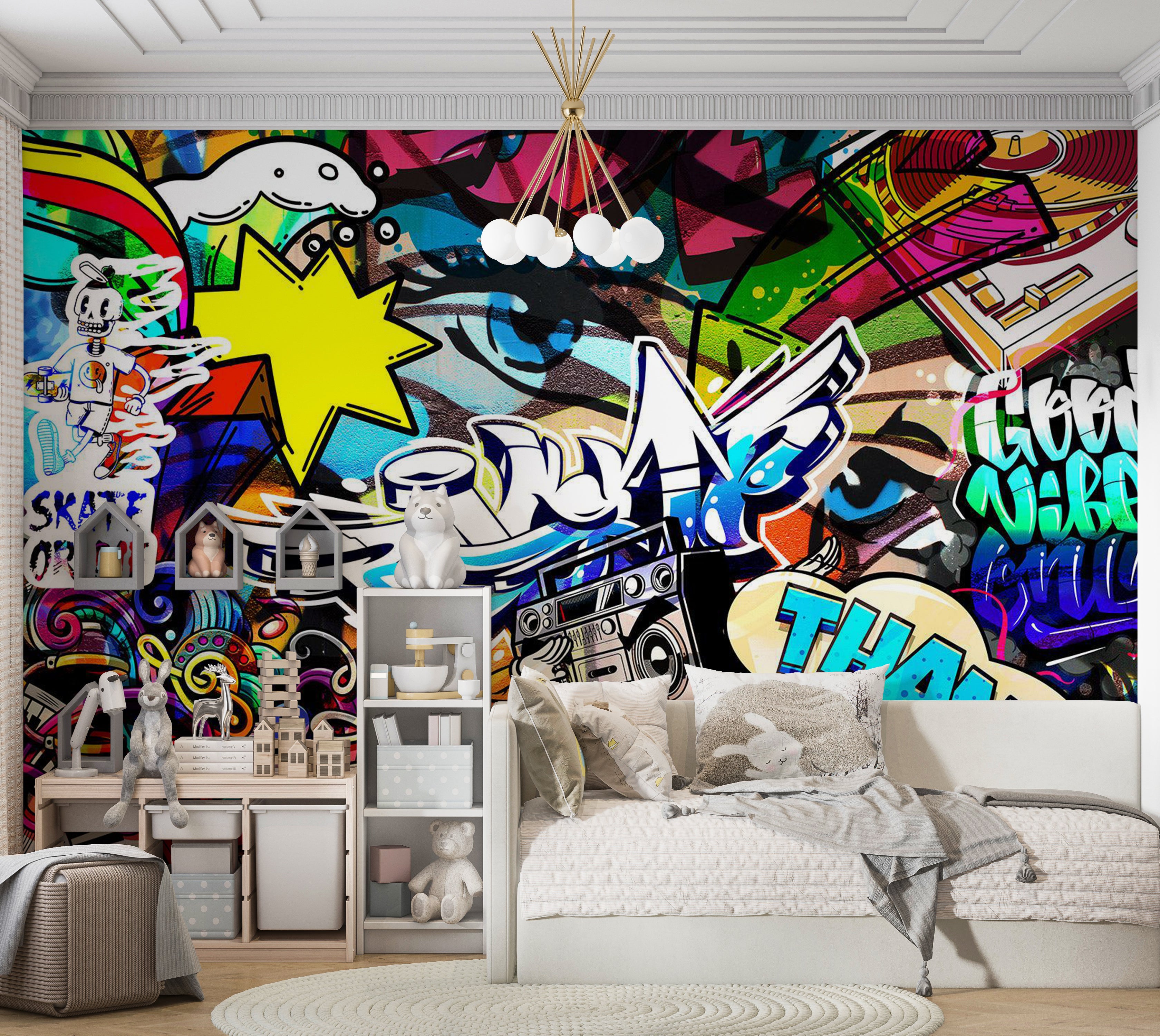 Street Art Wallpaper Wall Mural - Language of The City 39"Wx27"H / Standard