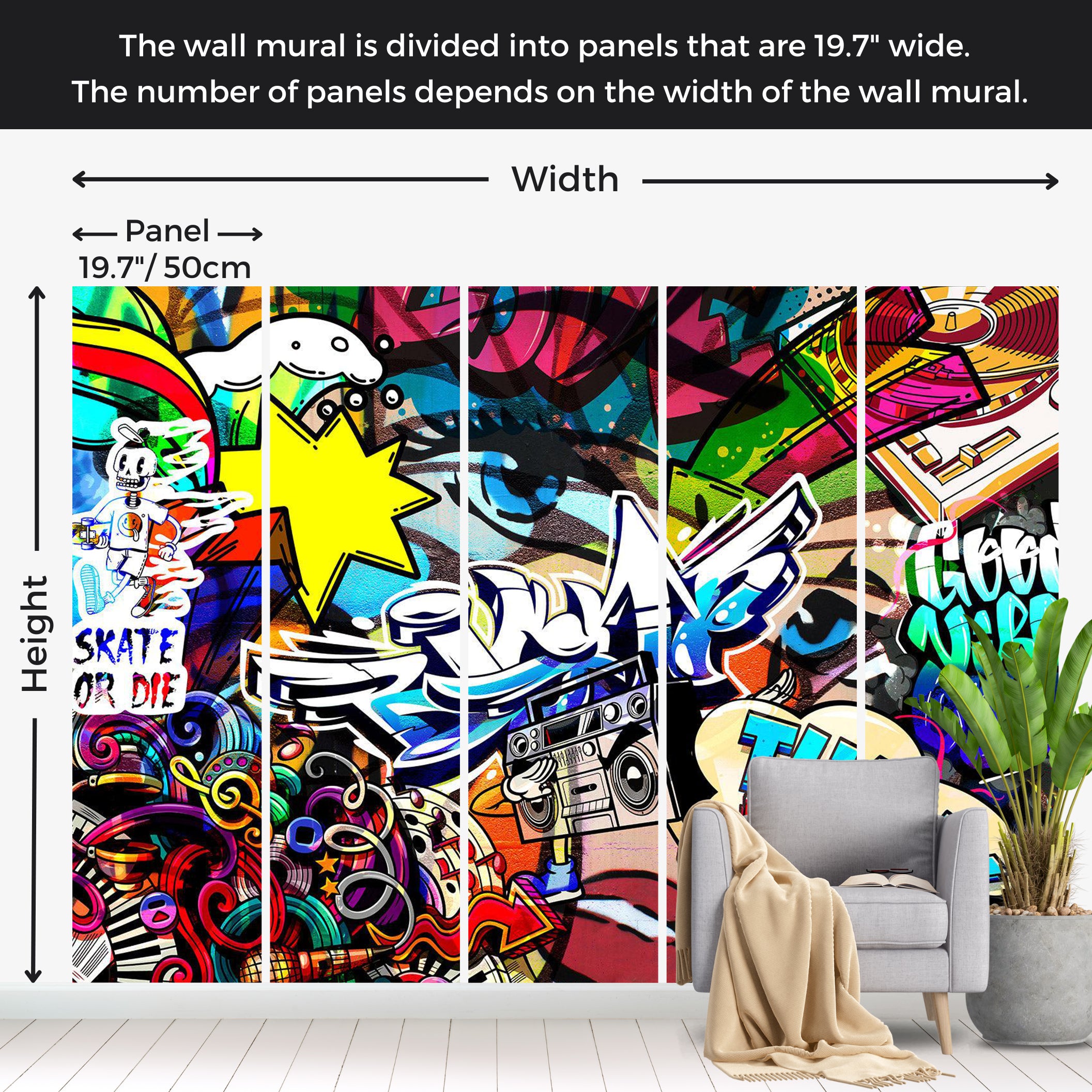 Street Art Wallpaper Wall Mural - Language of The City 39"Wx27"H / Standard