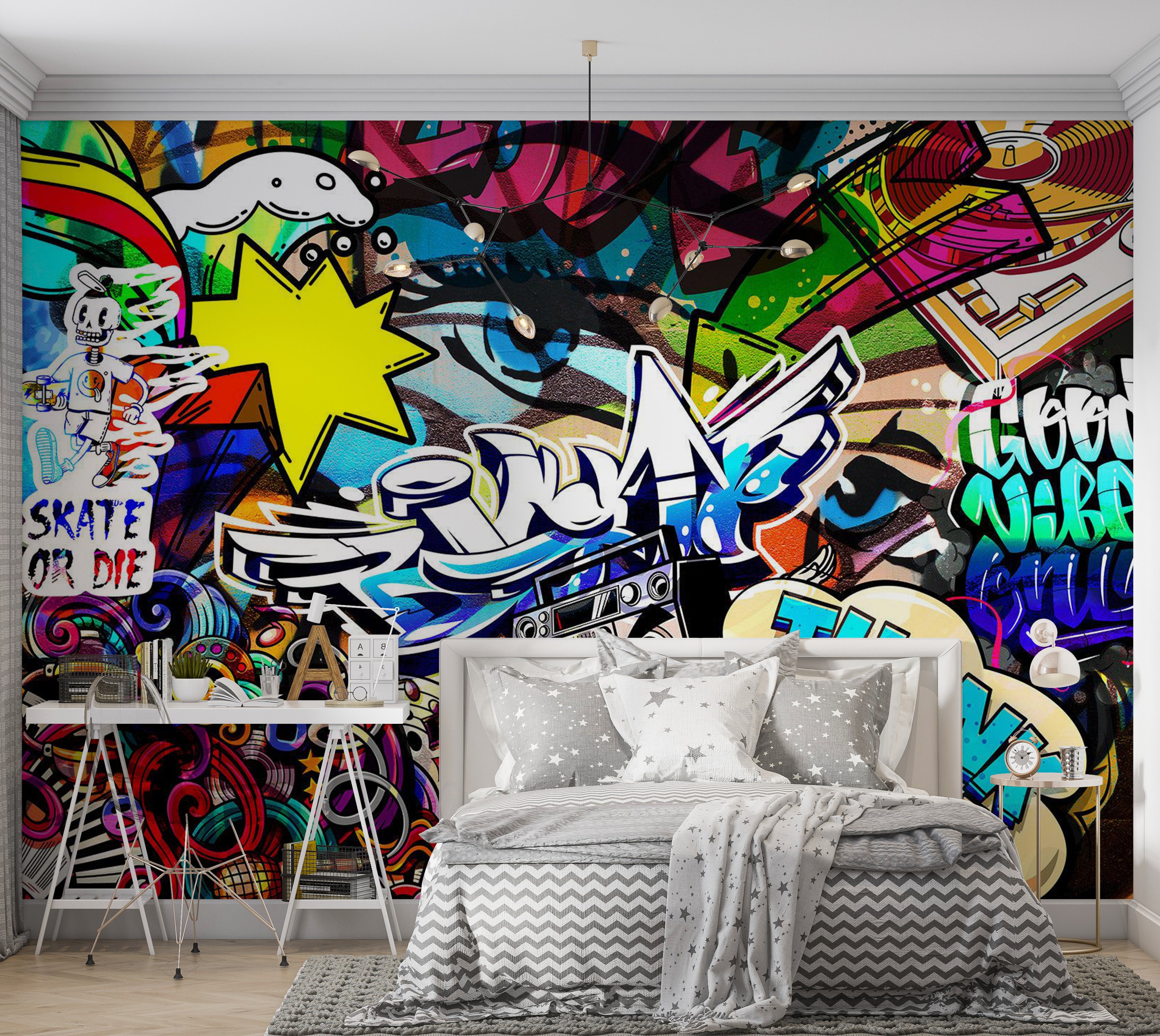 Street Art Wallpaper Wall Mural - Language of The City 39"Wx27"H / Standard