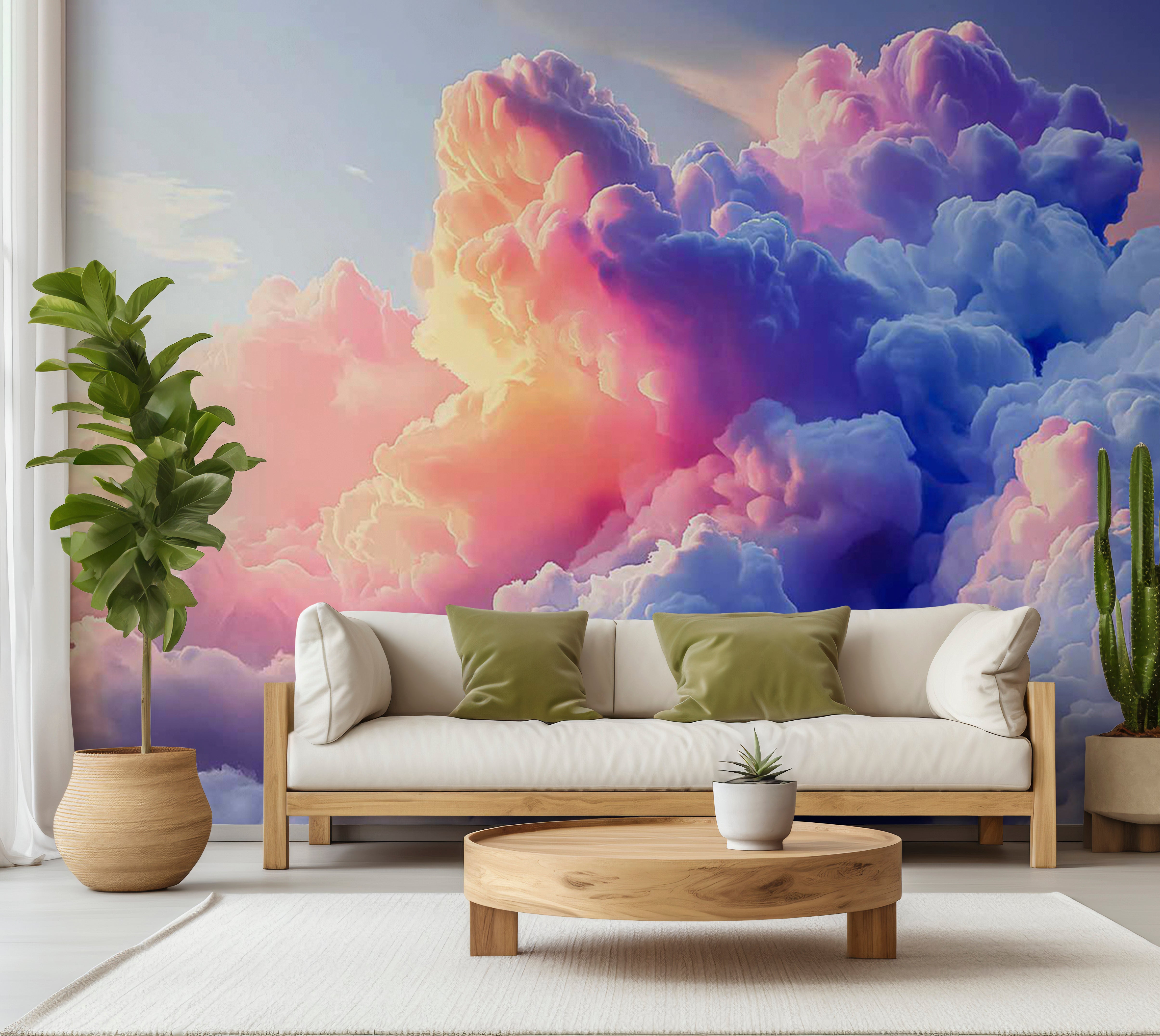 Surface Texture Wallpaper Wall Mural - Artistic Clouds 39"Wx27"H / Standard