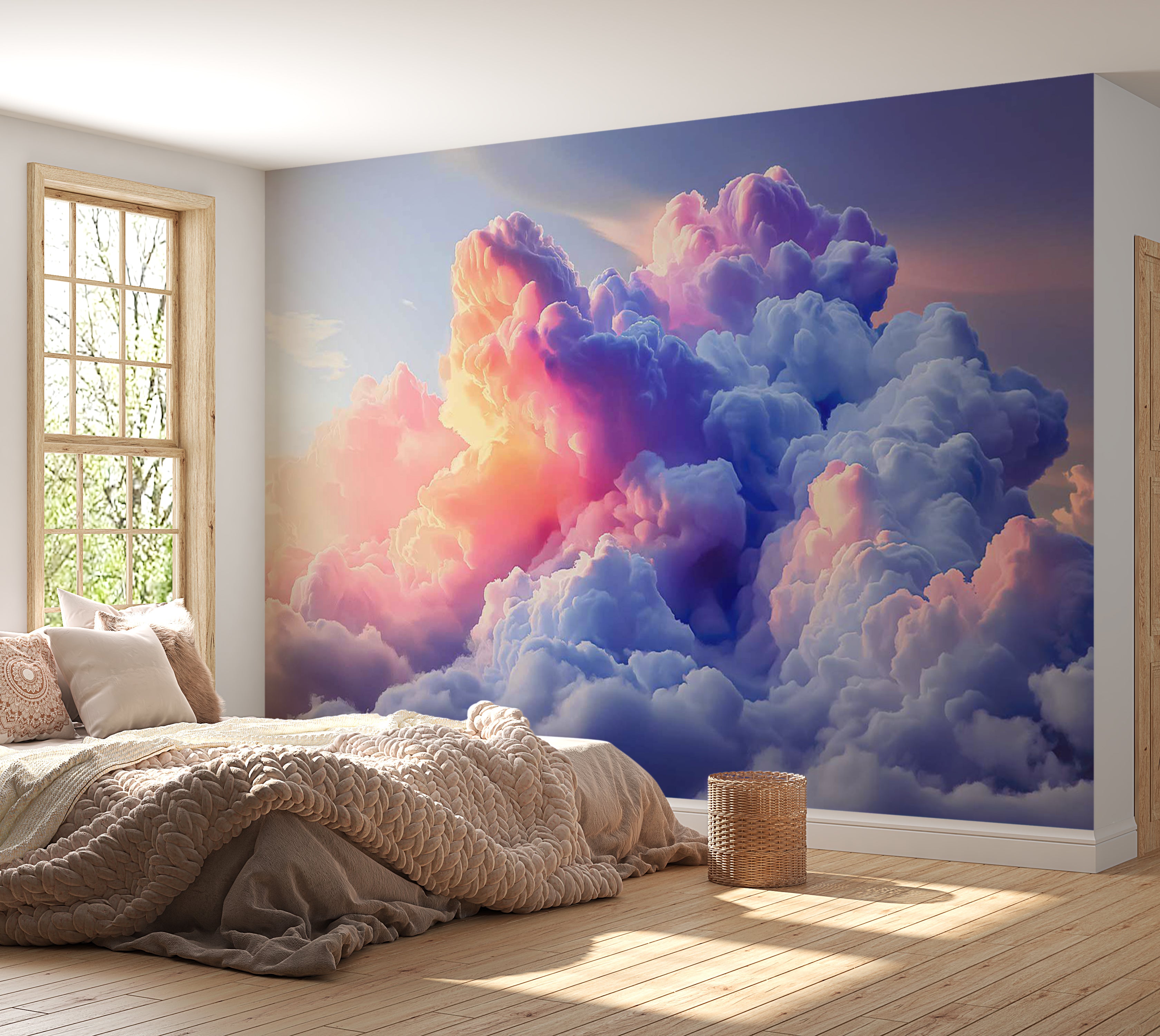 Surface Texture Wallpaper Wall Mural - Artistic Clouds 39"Wx27"H / Standard