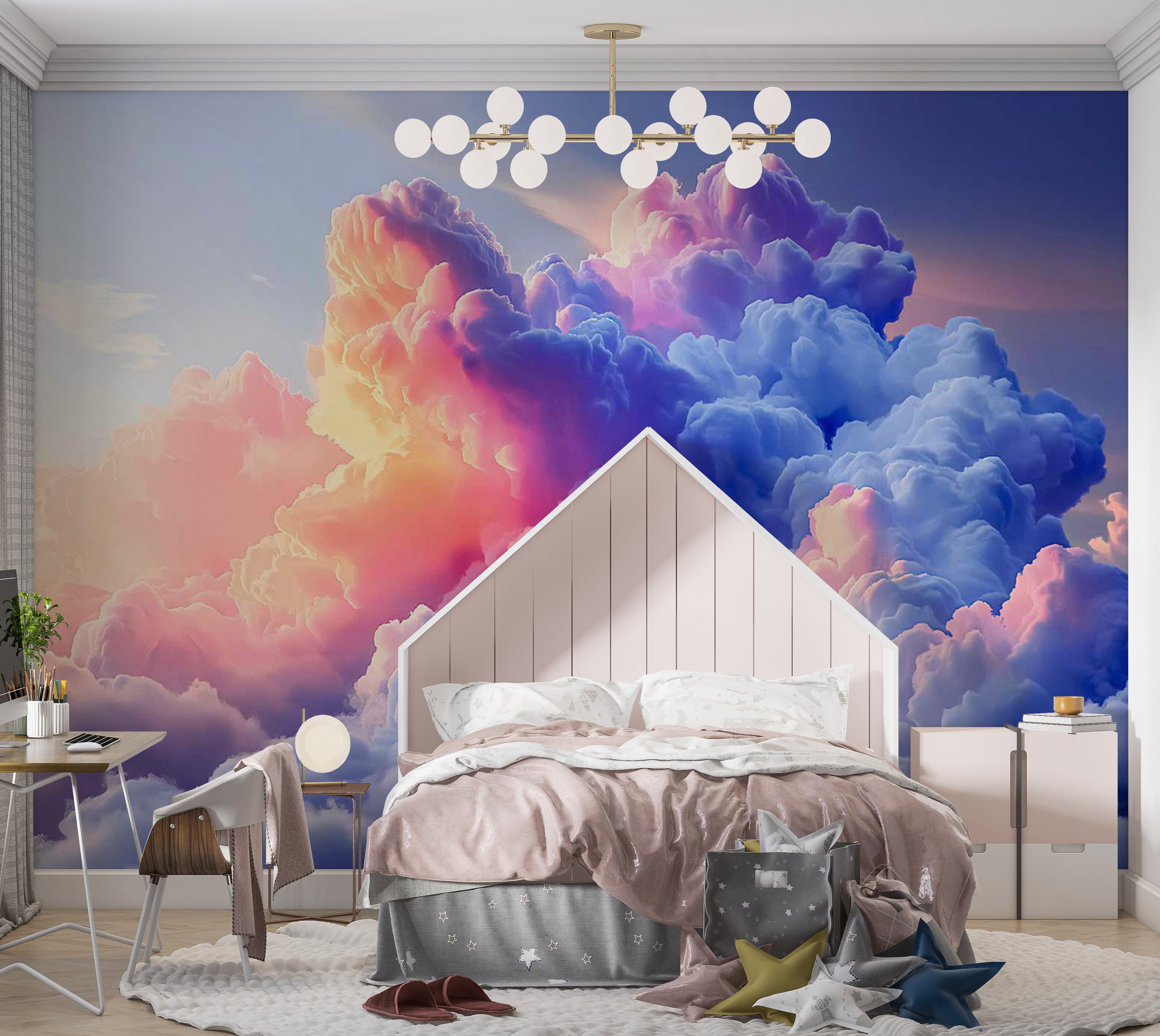 Surface Texture Wallpaper Wall Mural - Artistic Clouds 39"Wx27"H / Standard