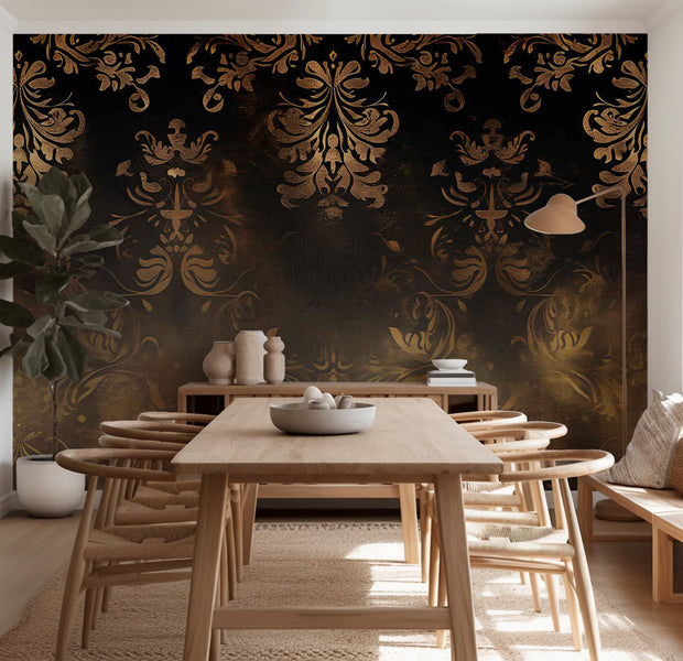 Surface Texture Wallpaper Wall Mural - Baroque Ornaments Retro Motif 39"Wx27"H / Standard